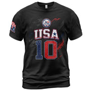 USA 1776 Sport Graphic Tee Patriotic Number 10 Map Design Casual Short Sleeve Shirt
