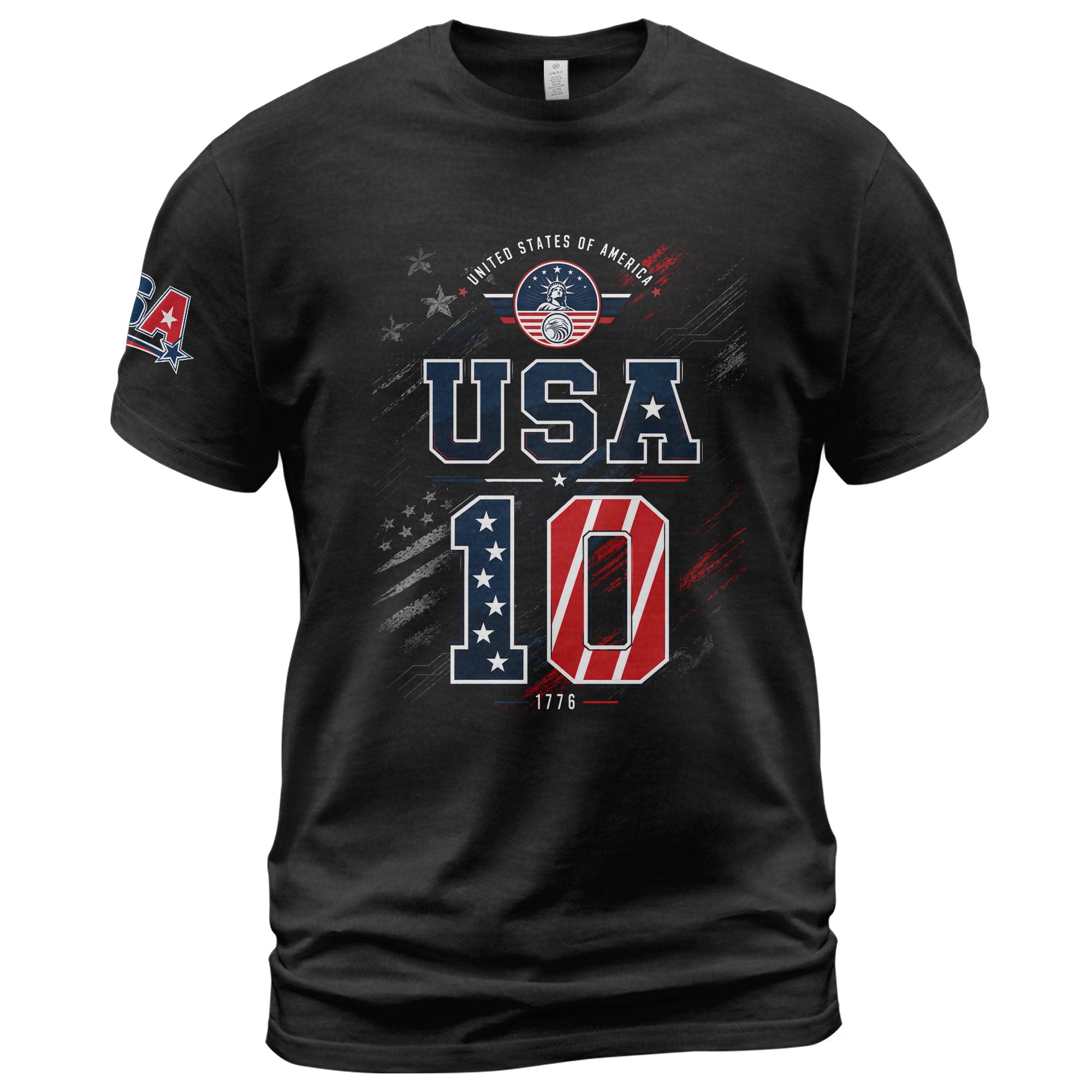 USA 1776 Sport Shirt Patriotic Number 10 Design American Heritage Graphic Tee Top