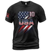 USA Number 10 Sport Tee Patriotic Stars And Stripes Graphic Mens Casual Fashion Shirt