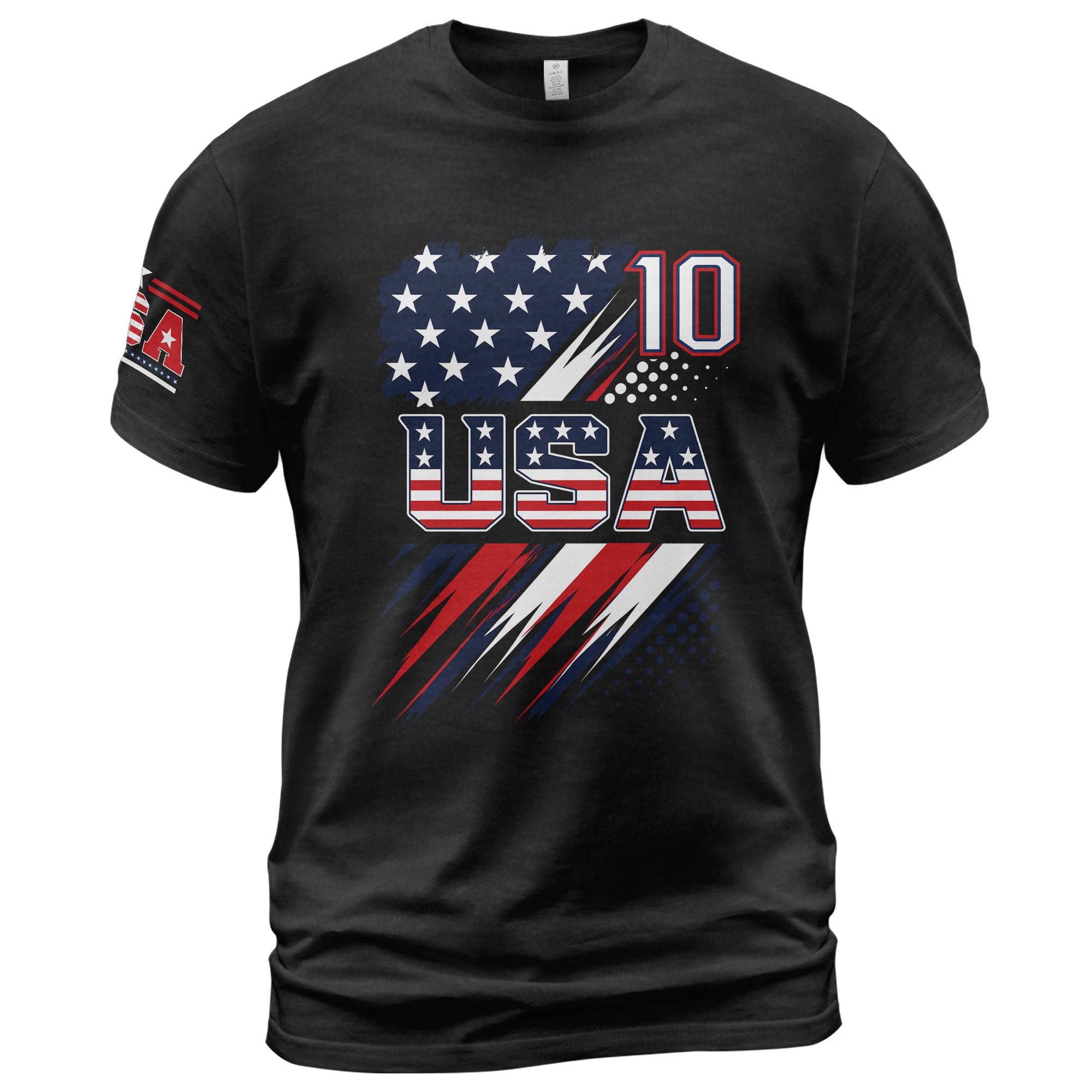 USA Number 10 Sport Tee Patriotic Stars And Stripes Graphic Mens Casual Fashion Shirt