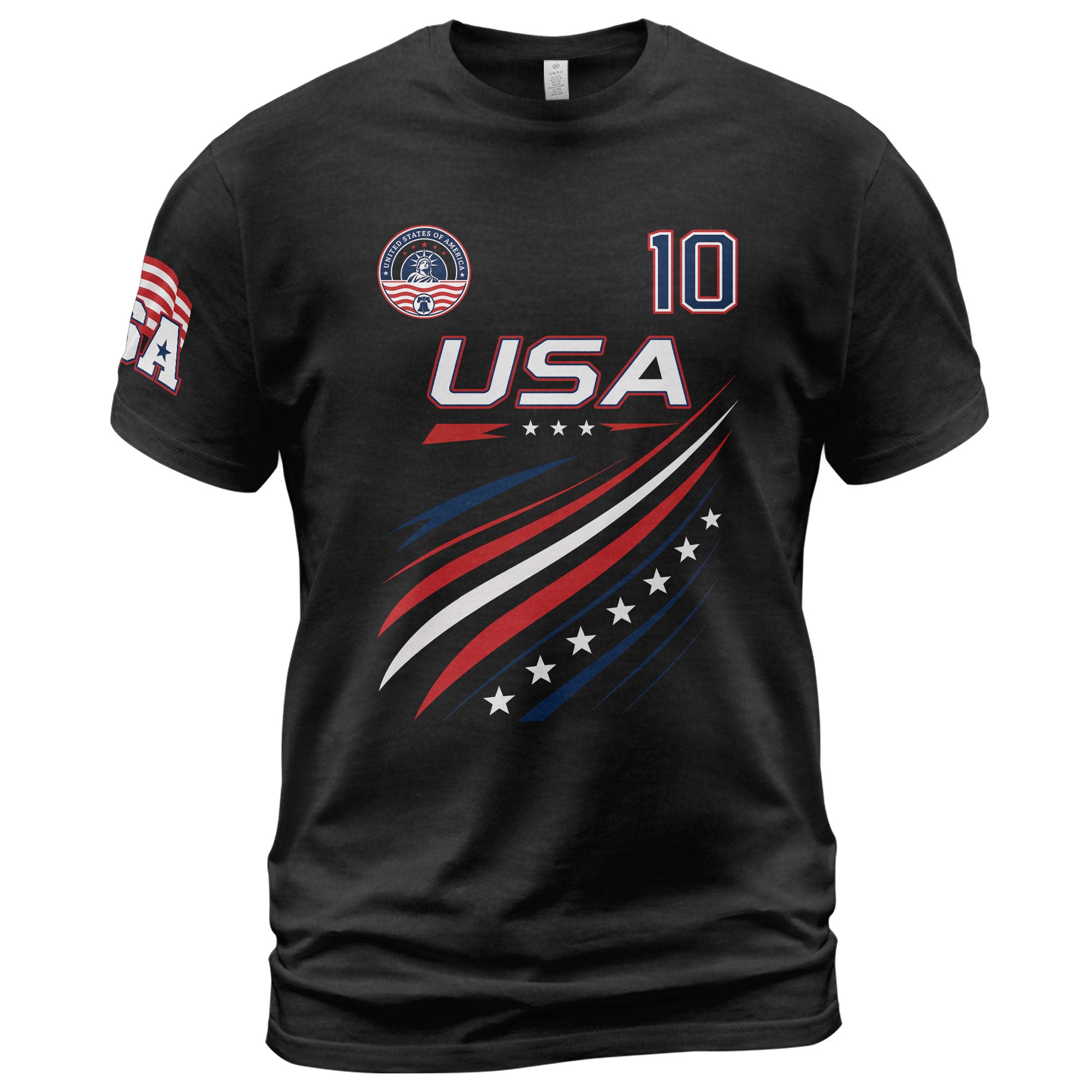 Patriotic USA Sport Graphic T Shirt Number 10 Flag Inspired Casual Mens Fashion