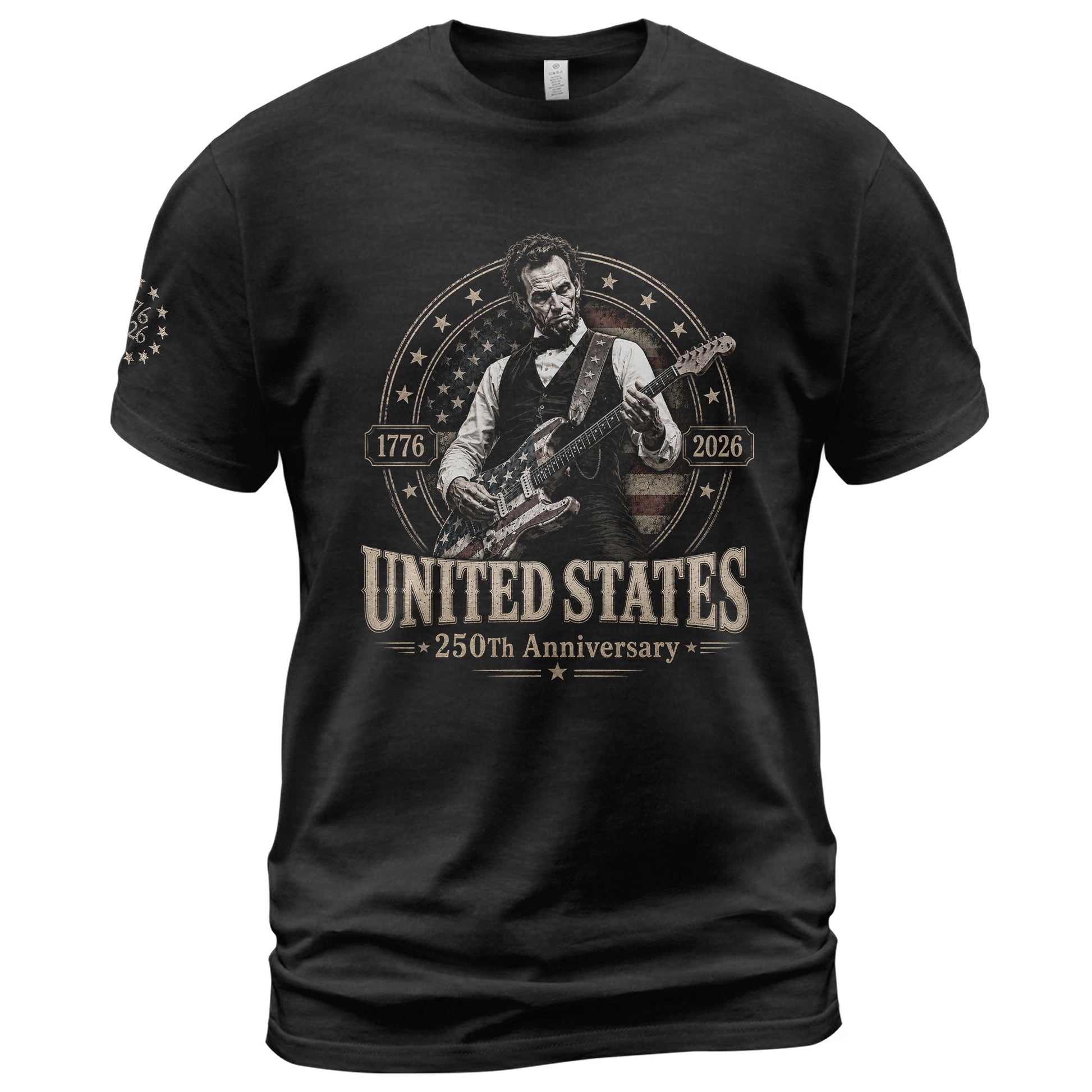 Mens T Shirt Patriotic 250 Years 1776-2026 Abraham Lincoln Star Badge Graphic Tee - Rust Field Wear