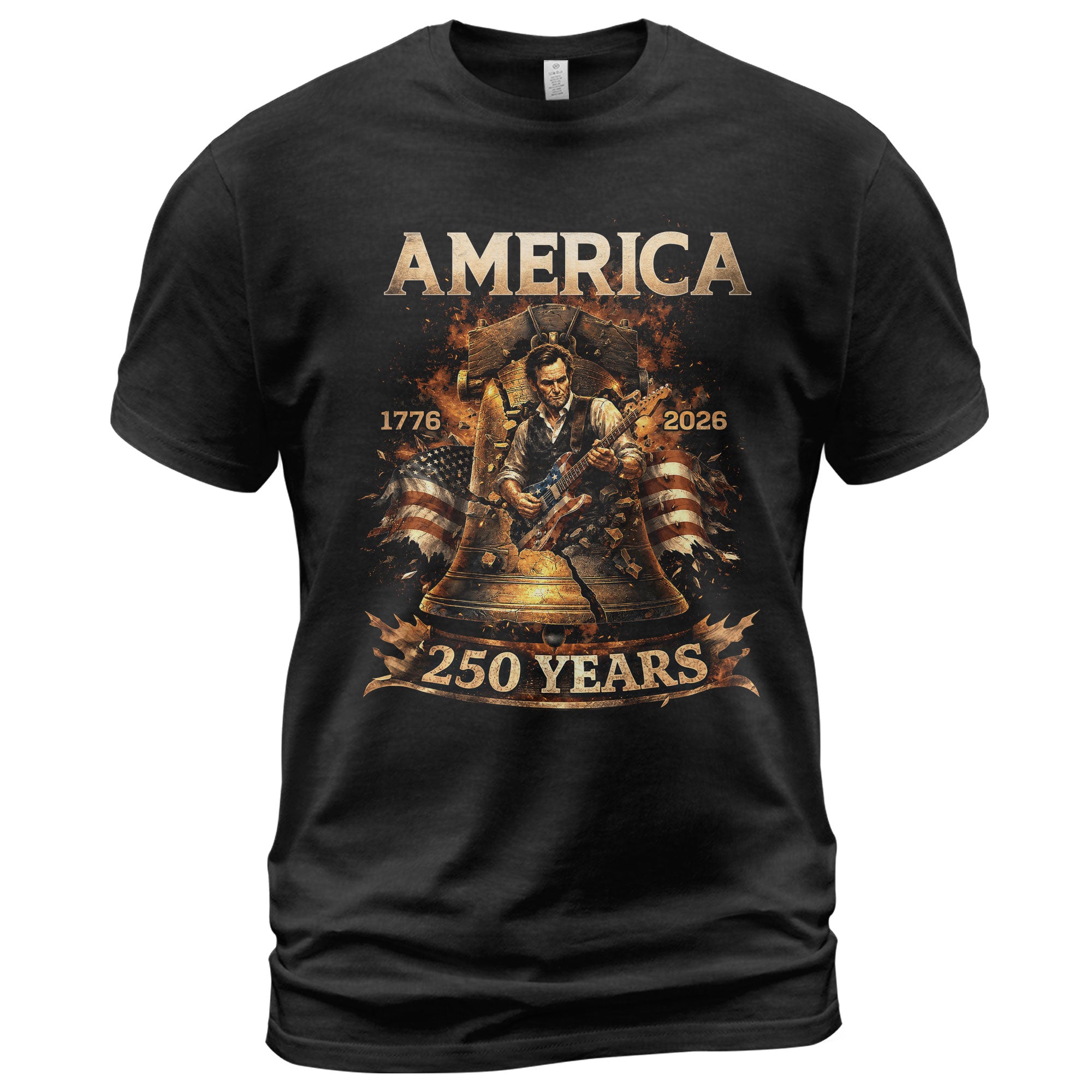 Liberty Bell Guitar Patriotic T-Shirt - Vintage 1776 2026 Historical Graphic Tee
