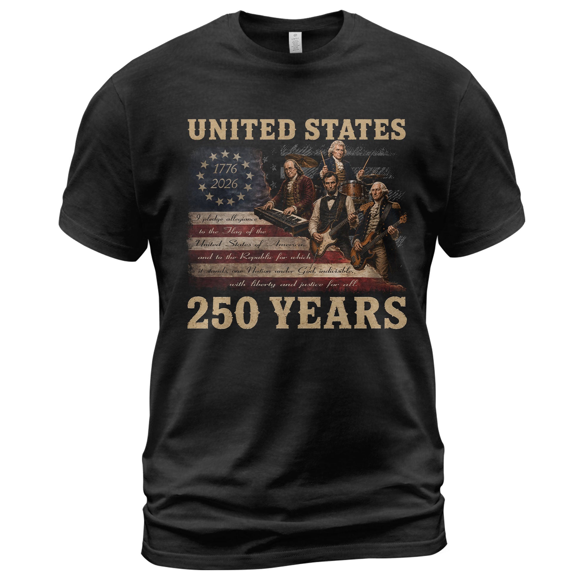 Founding Fathers Presidents Rock Band T-Shirt 250 Years Vintage 1776-2026 Apparel - Rust Field Wear