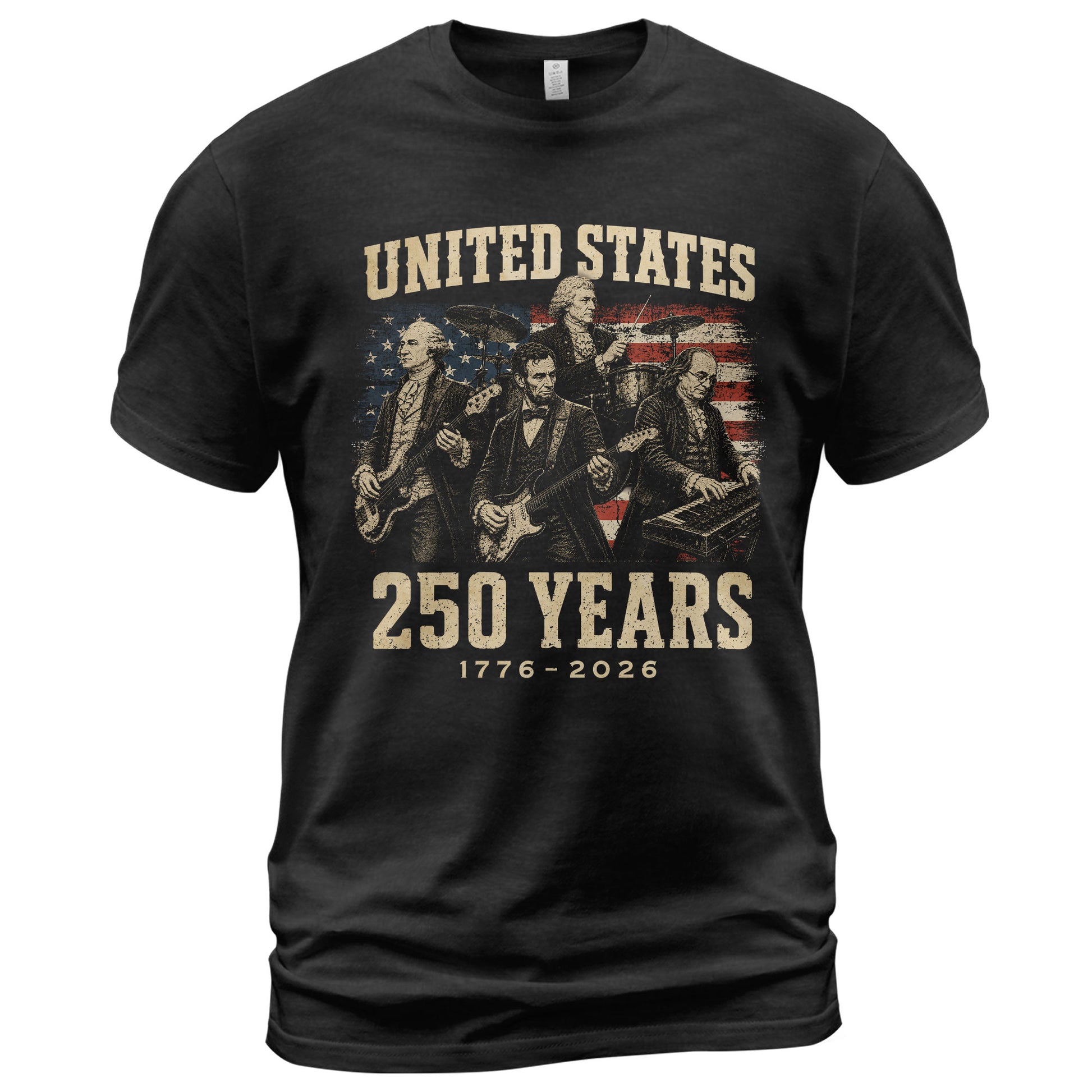Founding Fathers Presidents Rock Band T-Shirt 250 Years Vintage 1776-2026 Patriotic - Rust Field Wear