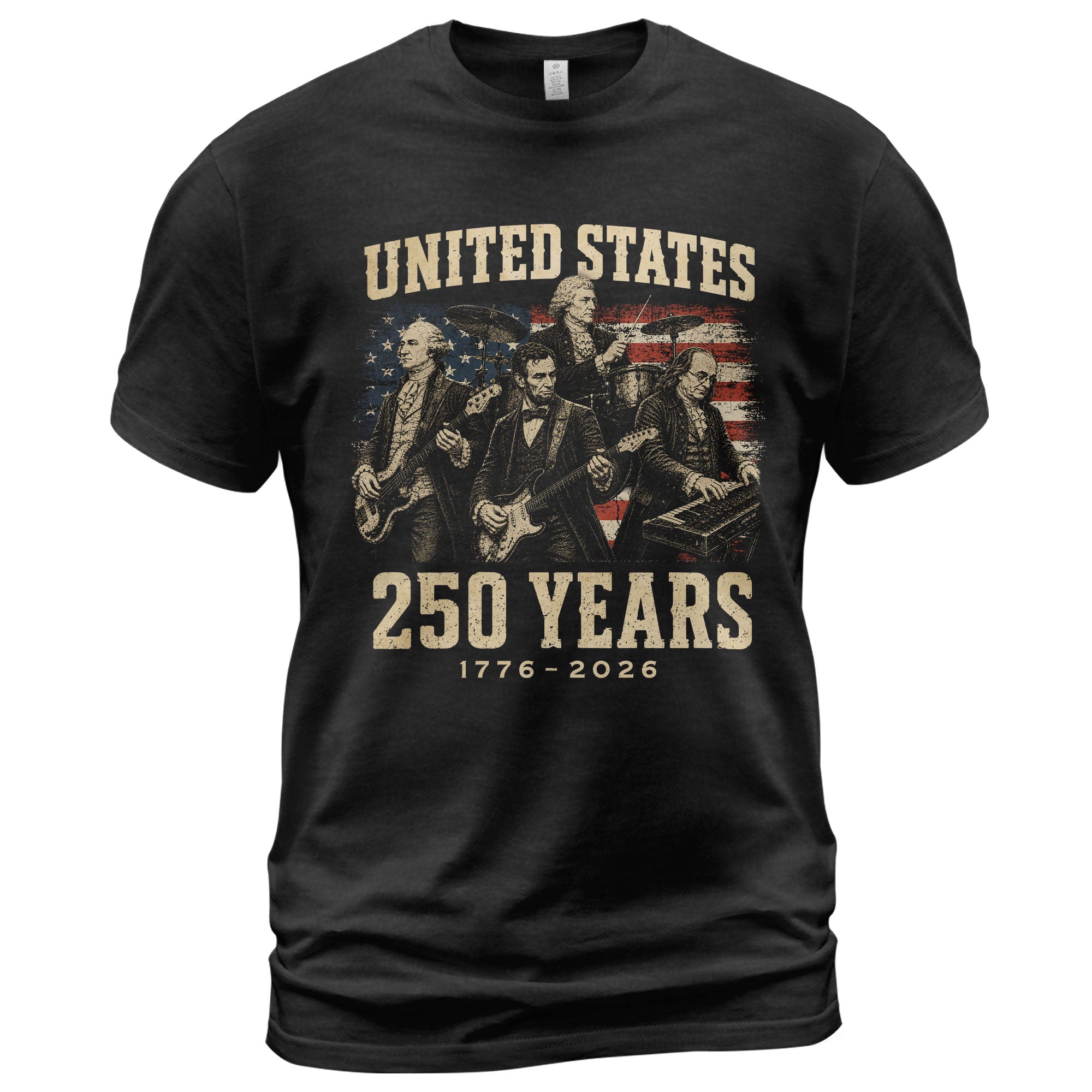 Founding Fathers Presidents Rock Band T-Shirt 250 Years Vintage 1776-2026 Patriotic