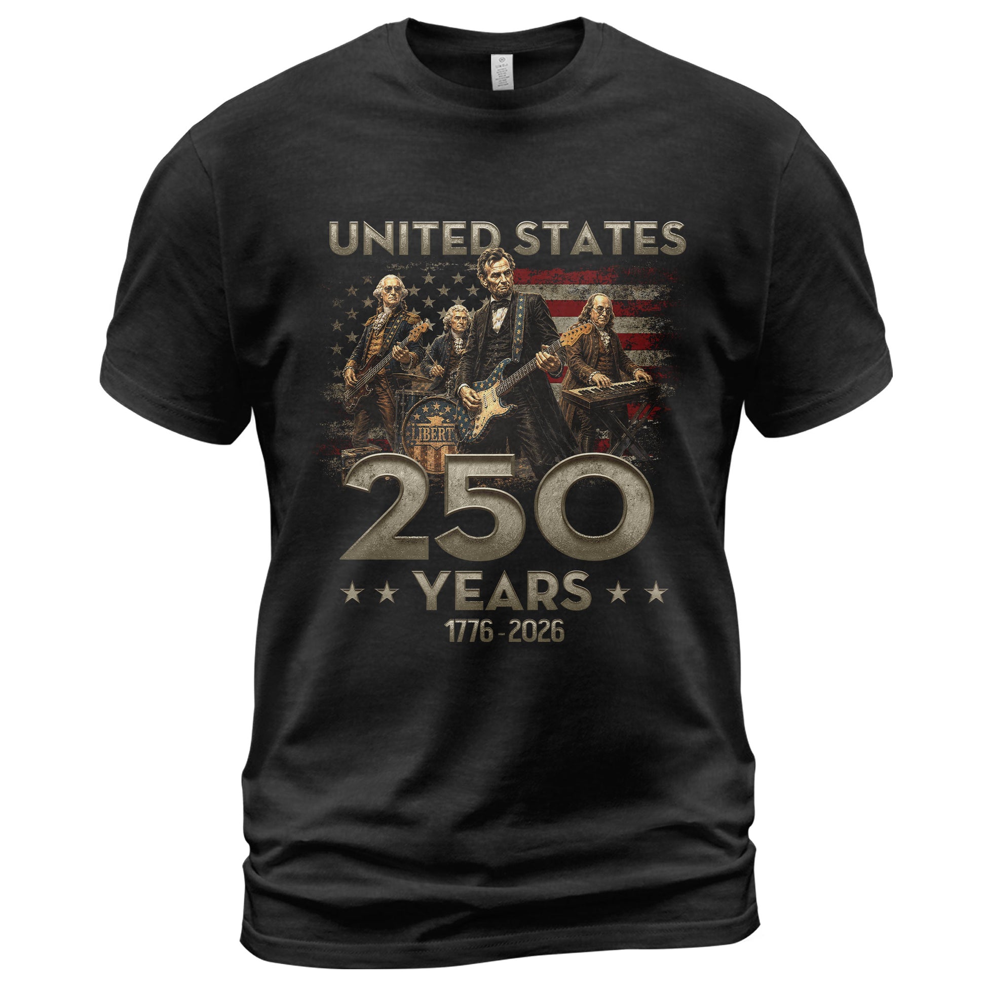 1776-2026 Presidents Band Graphic T Shirt - Lincoln Patriotic Unisex Summer Tee - Rust Field Wear