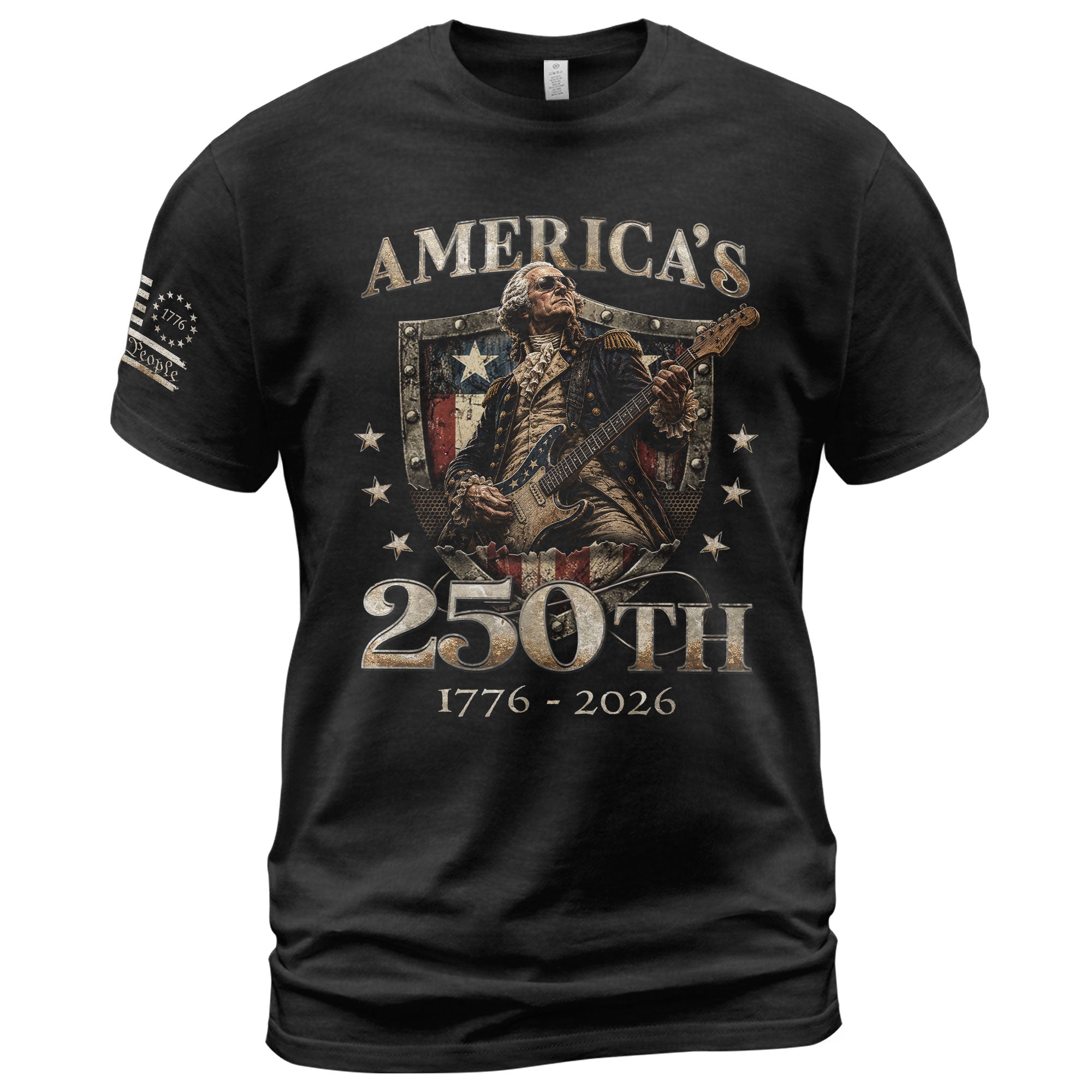 Vintage George Washington Guitar Shirt 1776-2026 Commemorative Graphic Tee Patriotic Style