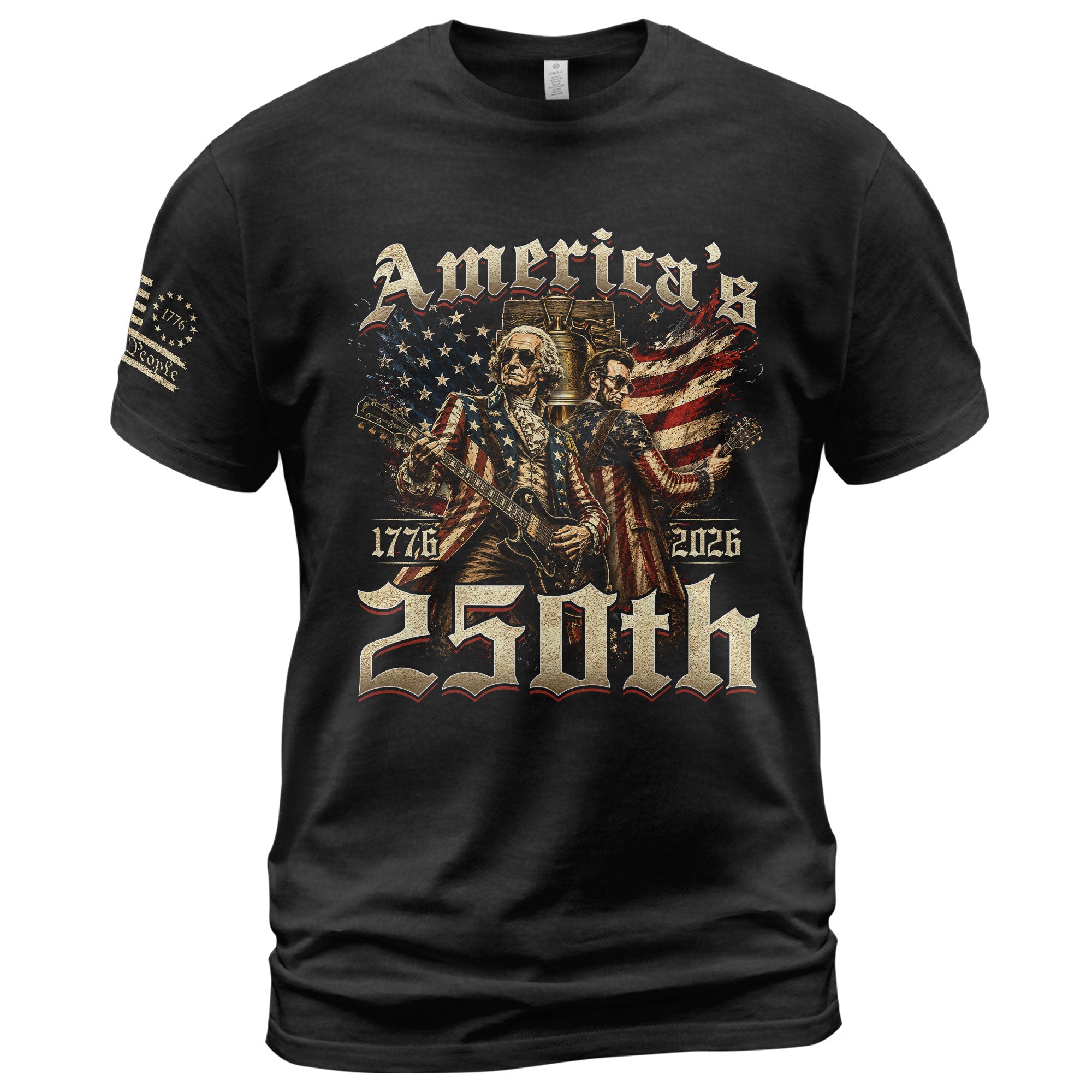 Washington and Lincoln Guitar Shirt 1776-2026 Patriotic Graphic Tee Historical Legacy Apparel