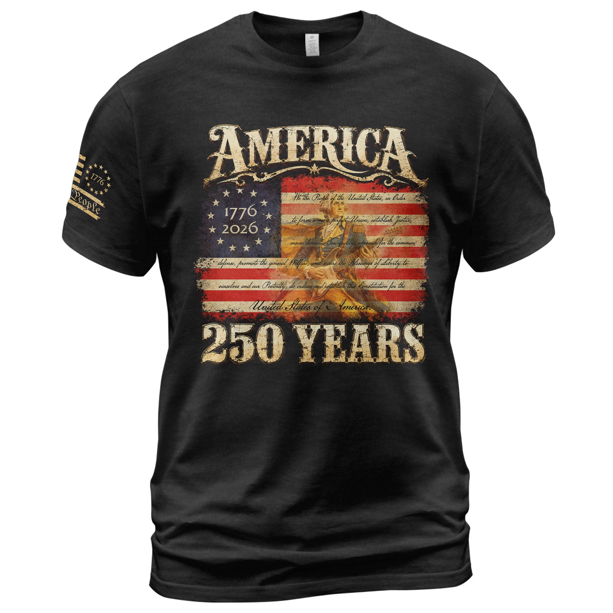 Constitution George Washington Guitar Shirt 1776-2026 Patriotic Graphic Tee Anniversary