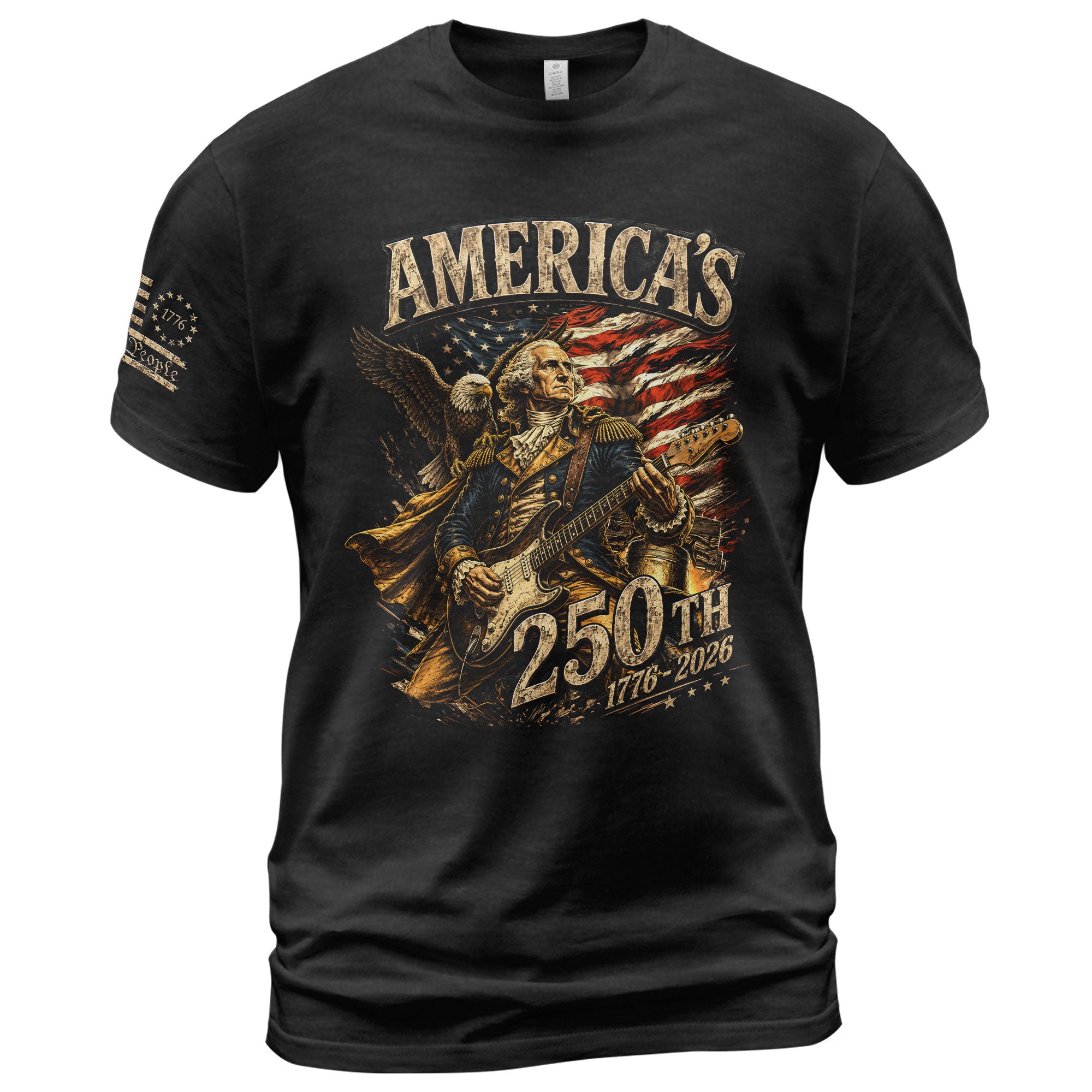 Eagle George Washington Guitar Shirt 1776-2026 Patriotic Graphic Tee Anniversary Gift