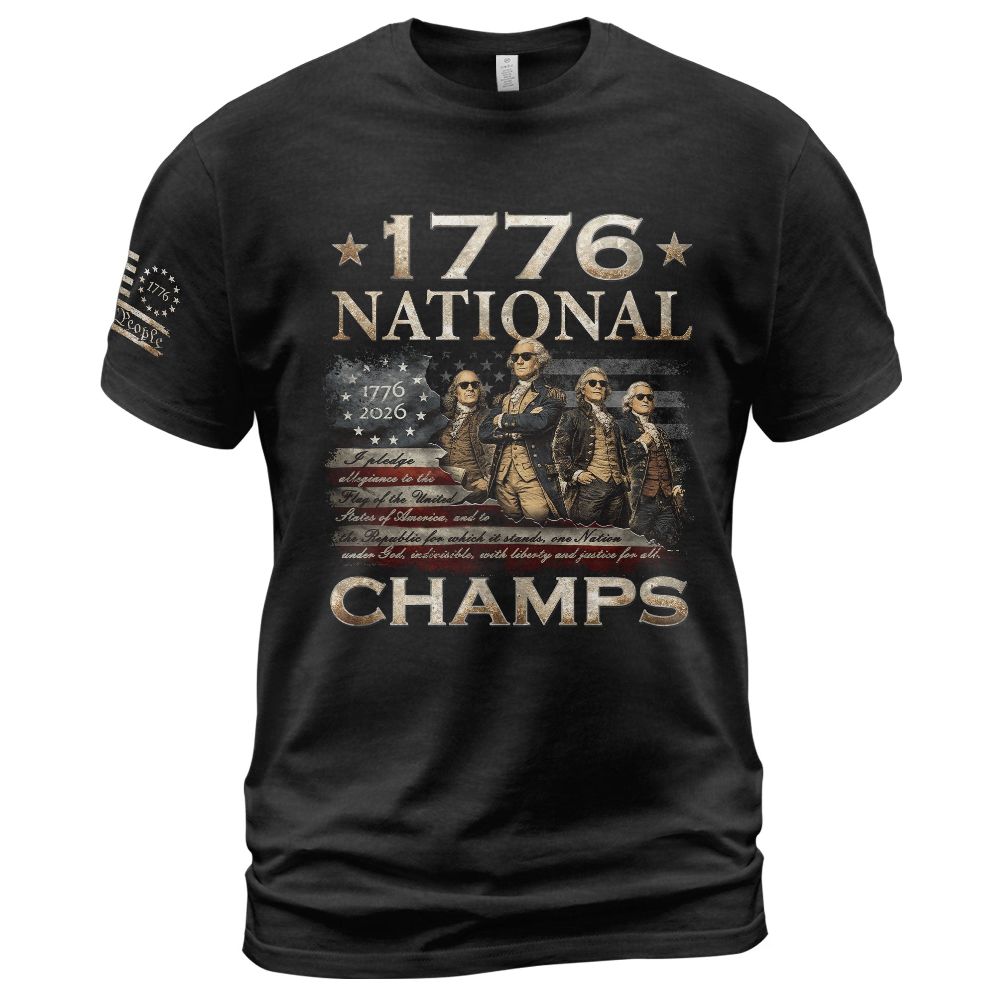 1776 National Champs T-Shirt Patriotic US Founding Fathers Fourth of July Graphic Tee