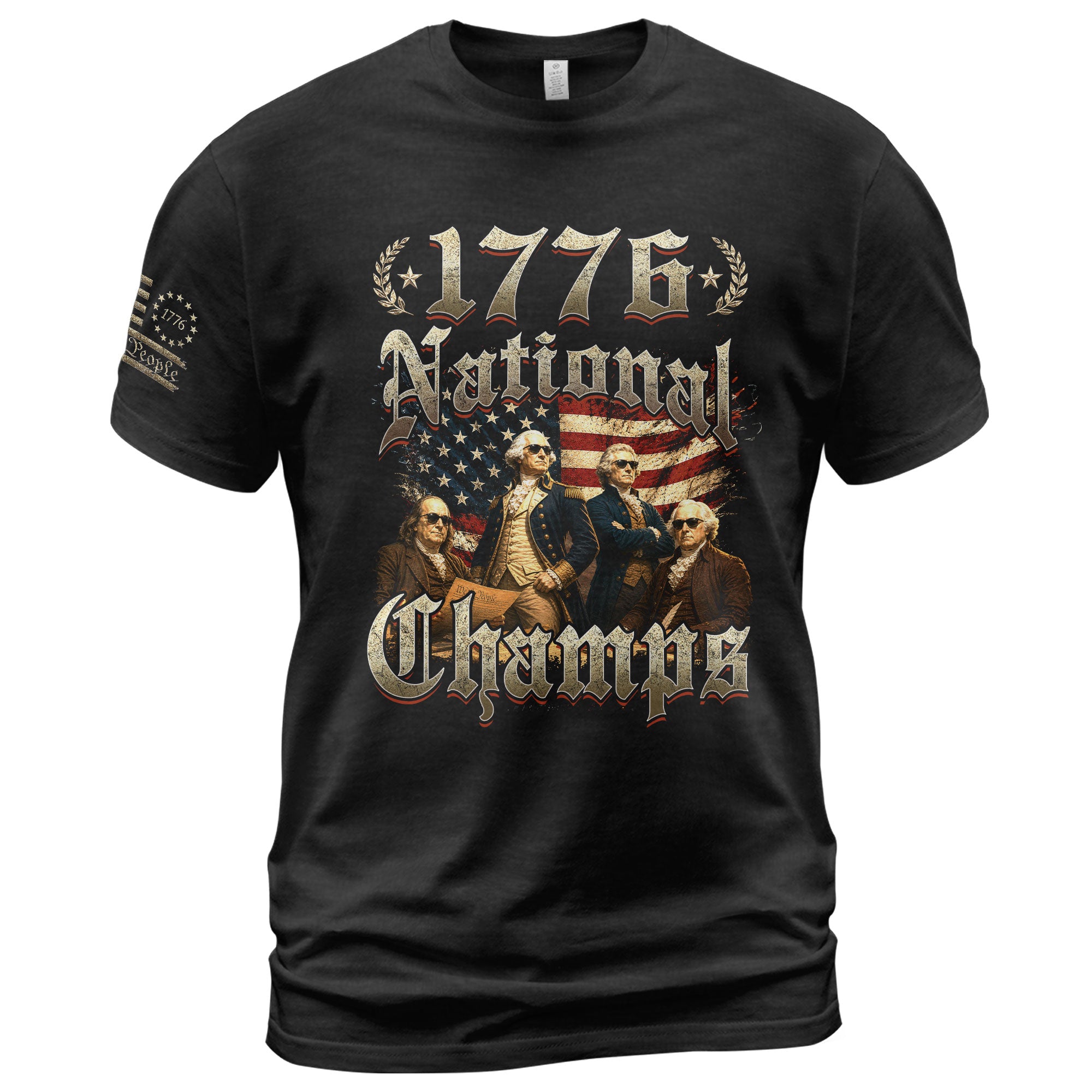 1776 National Champs T-Shirt Vintage US Founding Fathers Patriotic 4th of July Graphic Tee