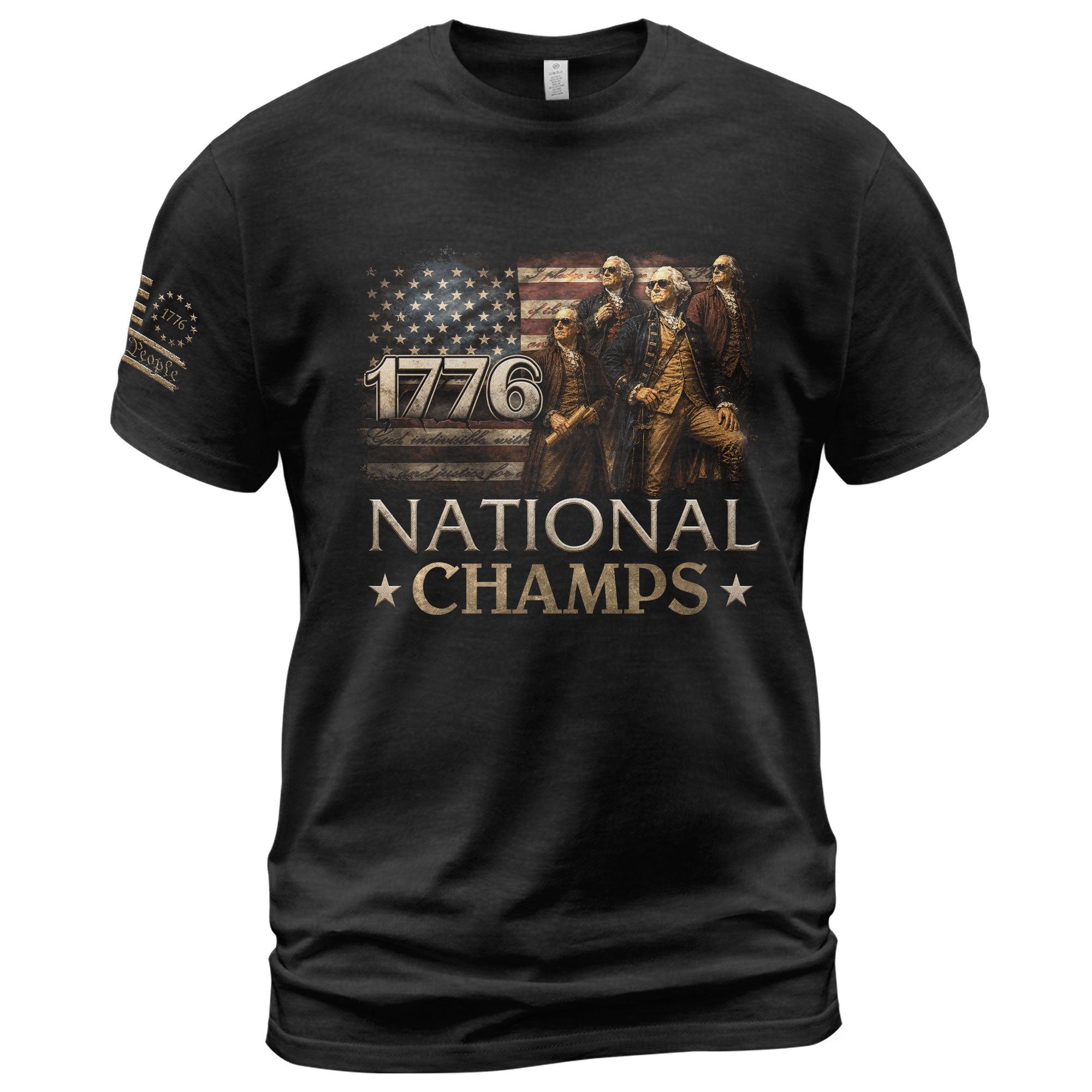 1776 National Champs T-Shirt Patriotic US Founding Fathers 4th of July Vintage Graphic Tee