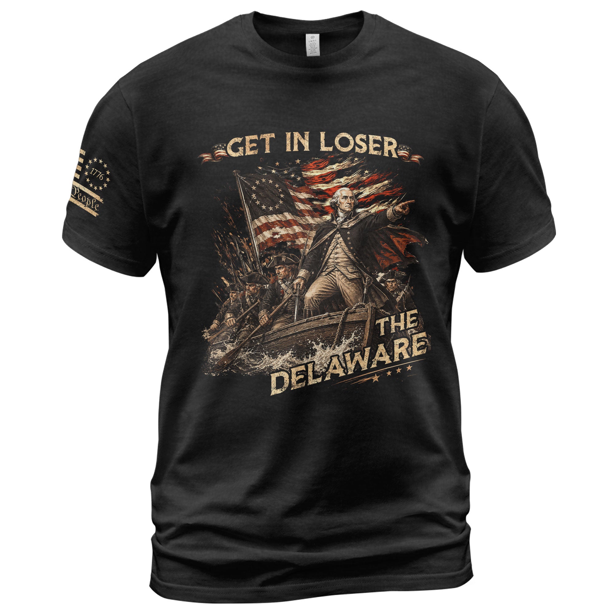 The Delaware Crossing Graphic Tee - Vintage Patriotic George Washington Cotton Shirt