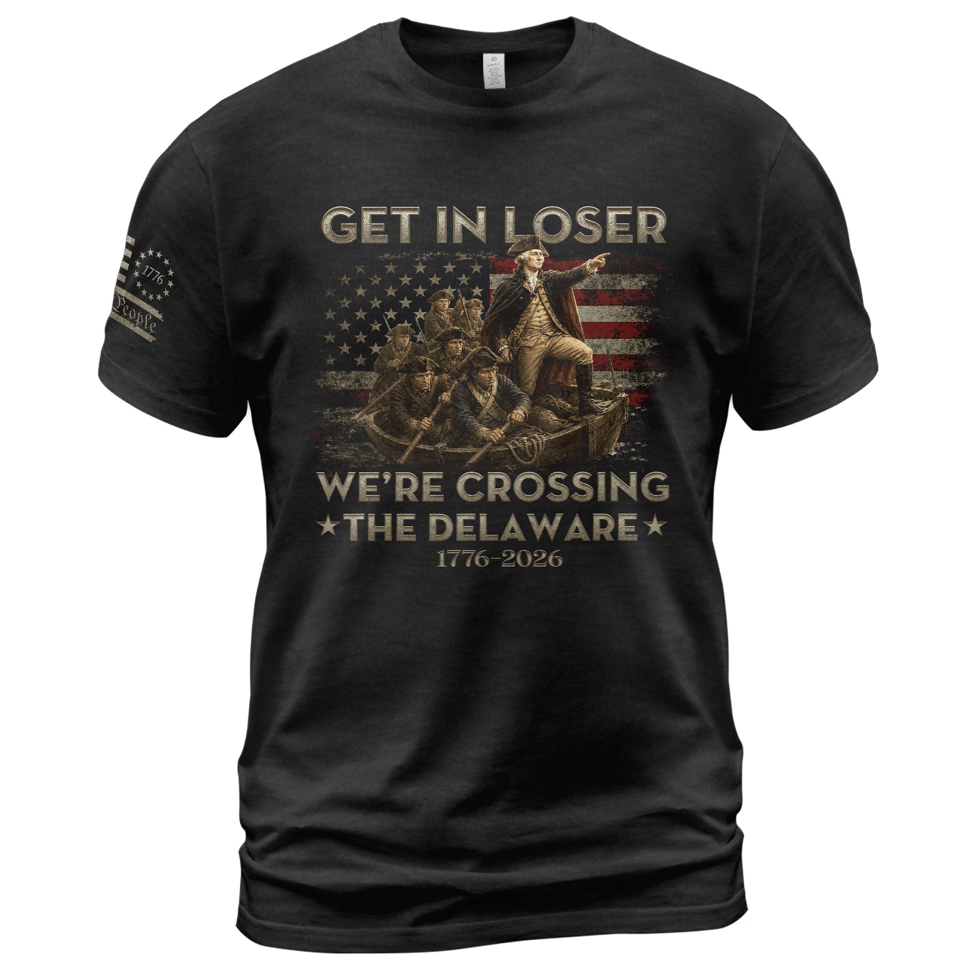 The Delaware Crossing Anniversary Tee - 1776-2026 Patriotic George Washington Cotton Shirt