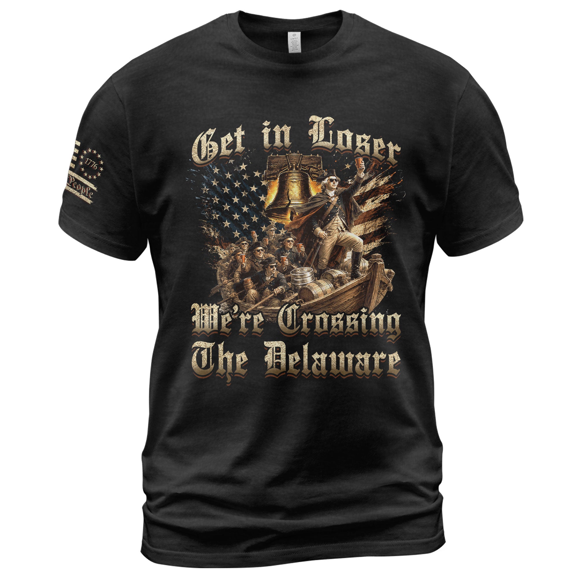 The Delaware Is Calling Graphic Tee - Funny Patriotic Historical George Washington Cotton Shirt