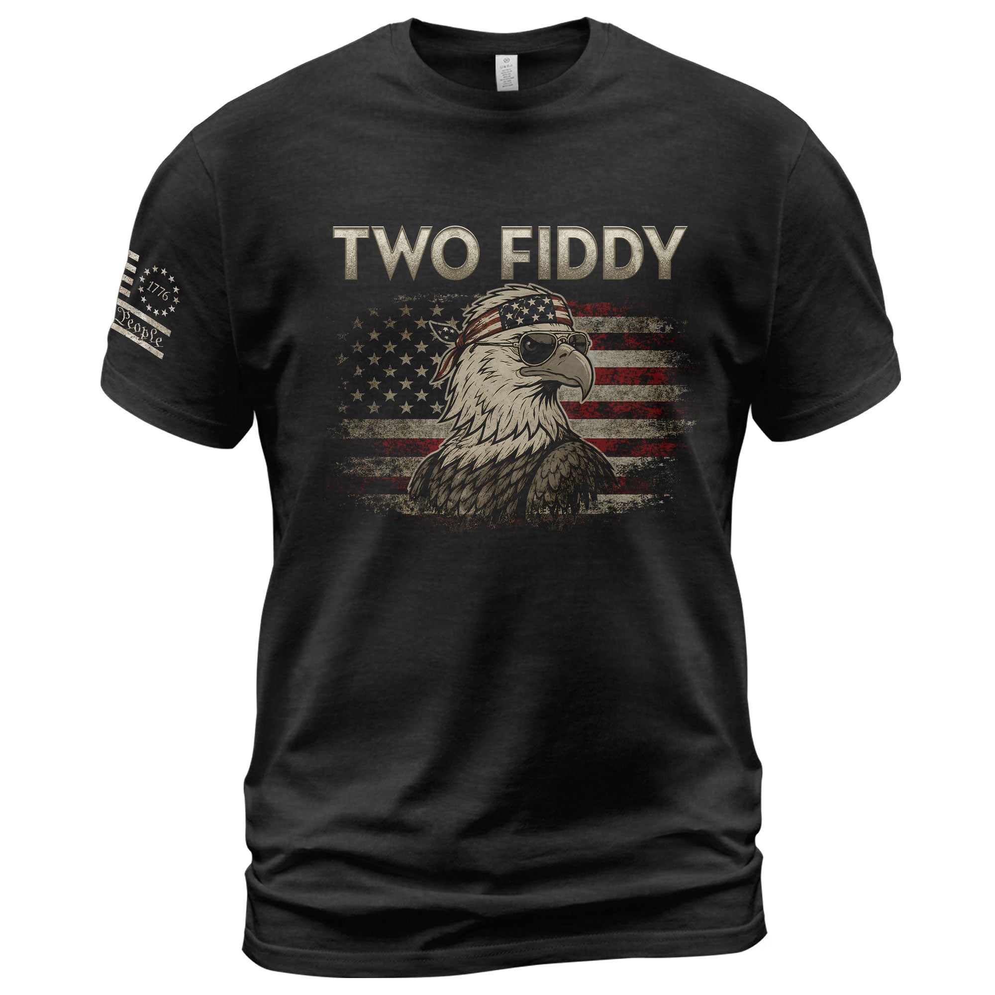Two Fiddy Eagle Graphic Tee - Patriotic American Flag Bandana Style Men's Cotton Shirt