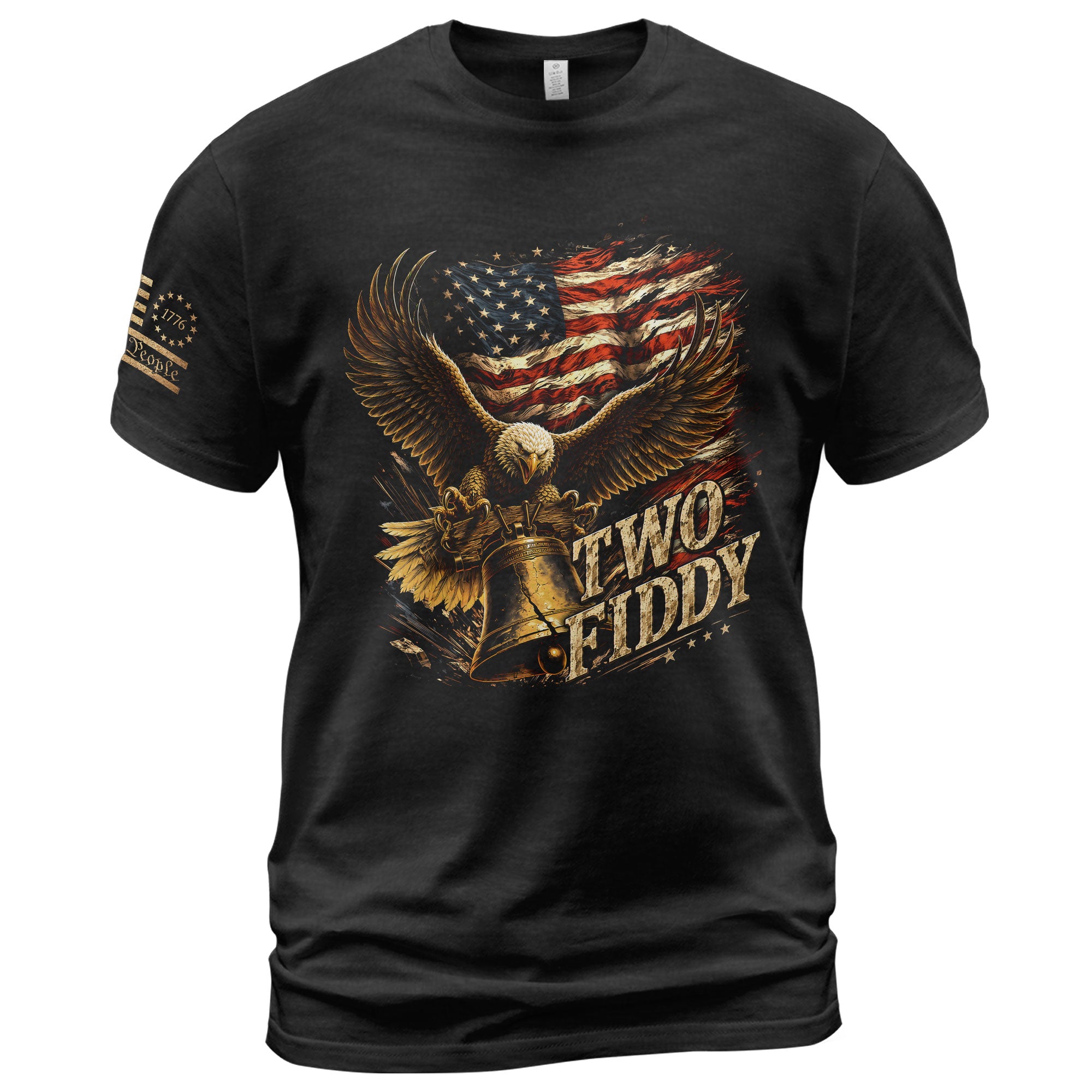 Iconic Patriotic Shirt - Two Fiddy Eagle Liberty Bell American Flag Graphic Design