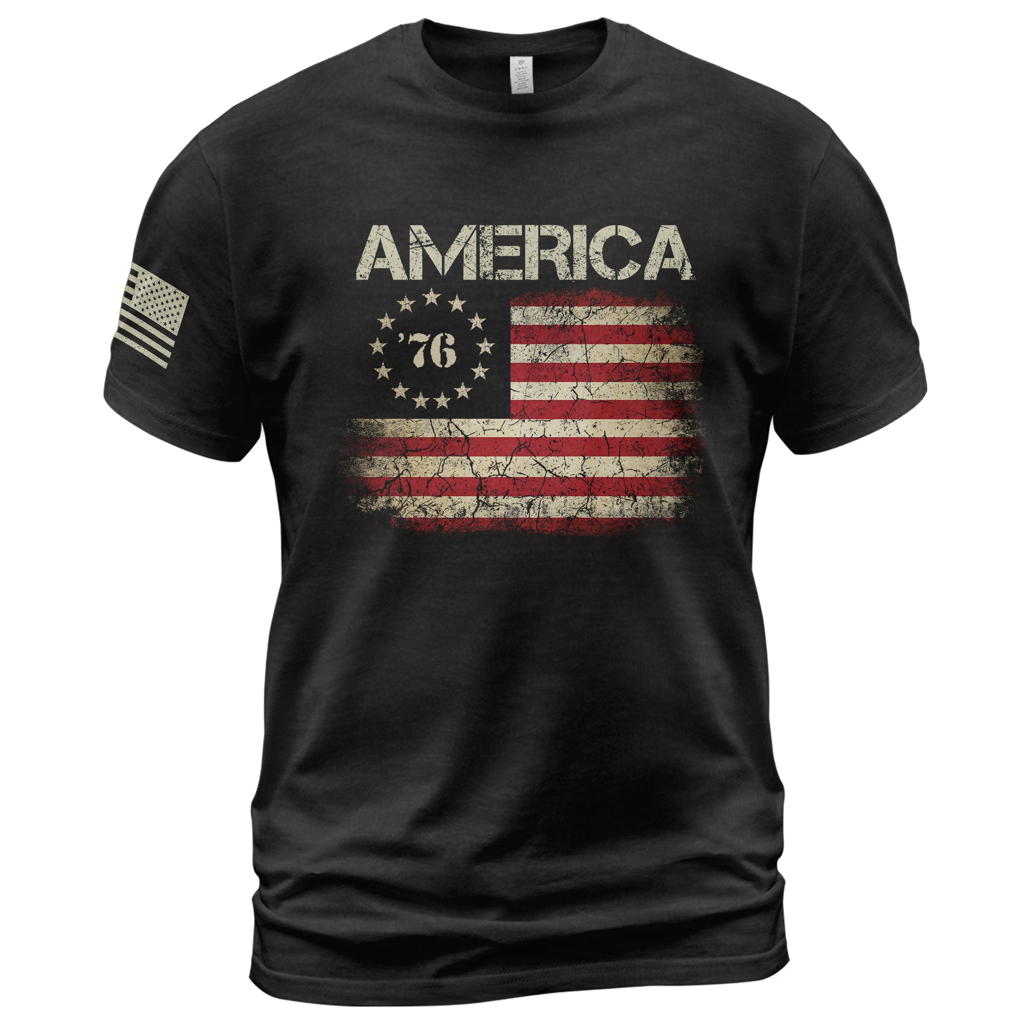 Vintage 1776 American Flag T-Shirt Patriotic Graphic Tee Men Women Casual Shirt
