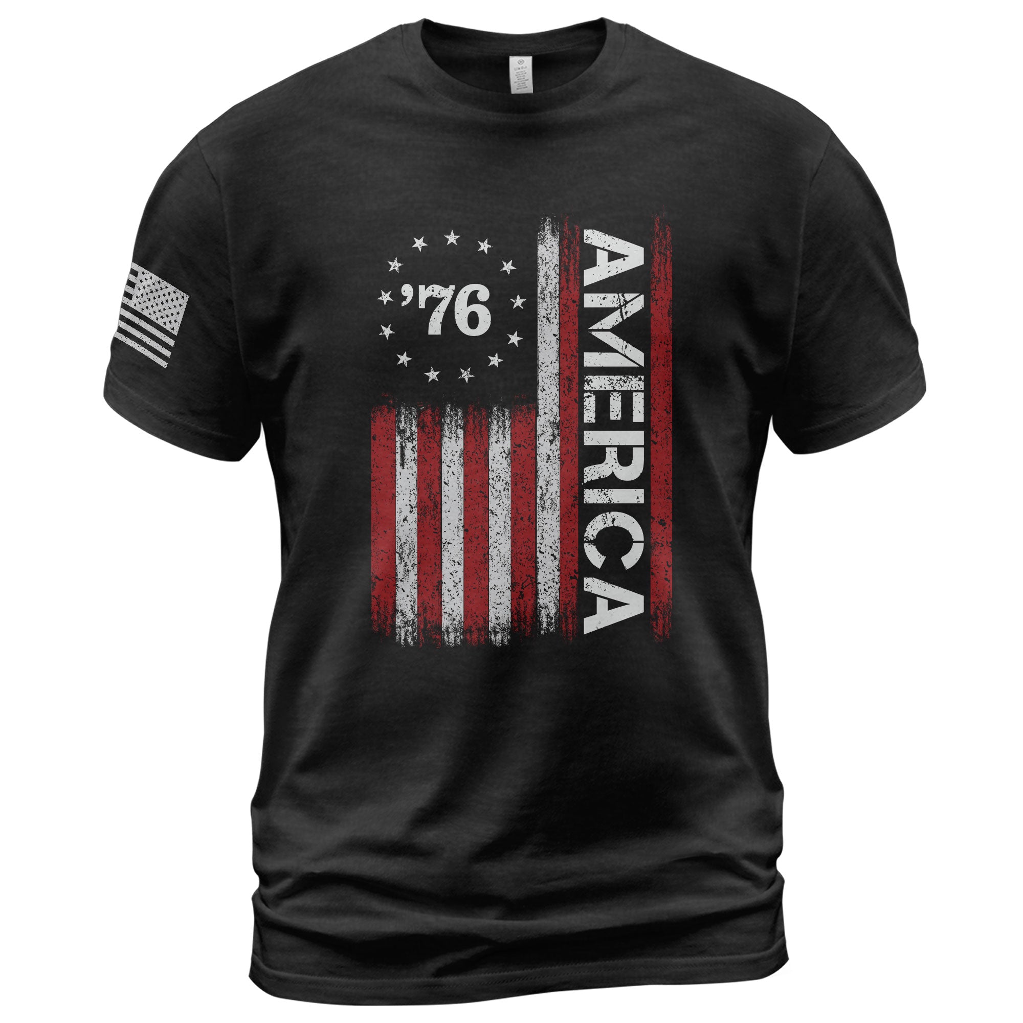 Classic Retro Style American Flag 76 Apparel Patriotic Graphic T-Shirt Holiday Wear