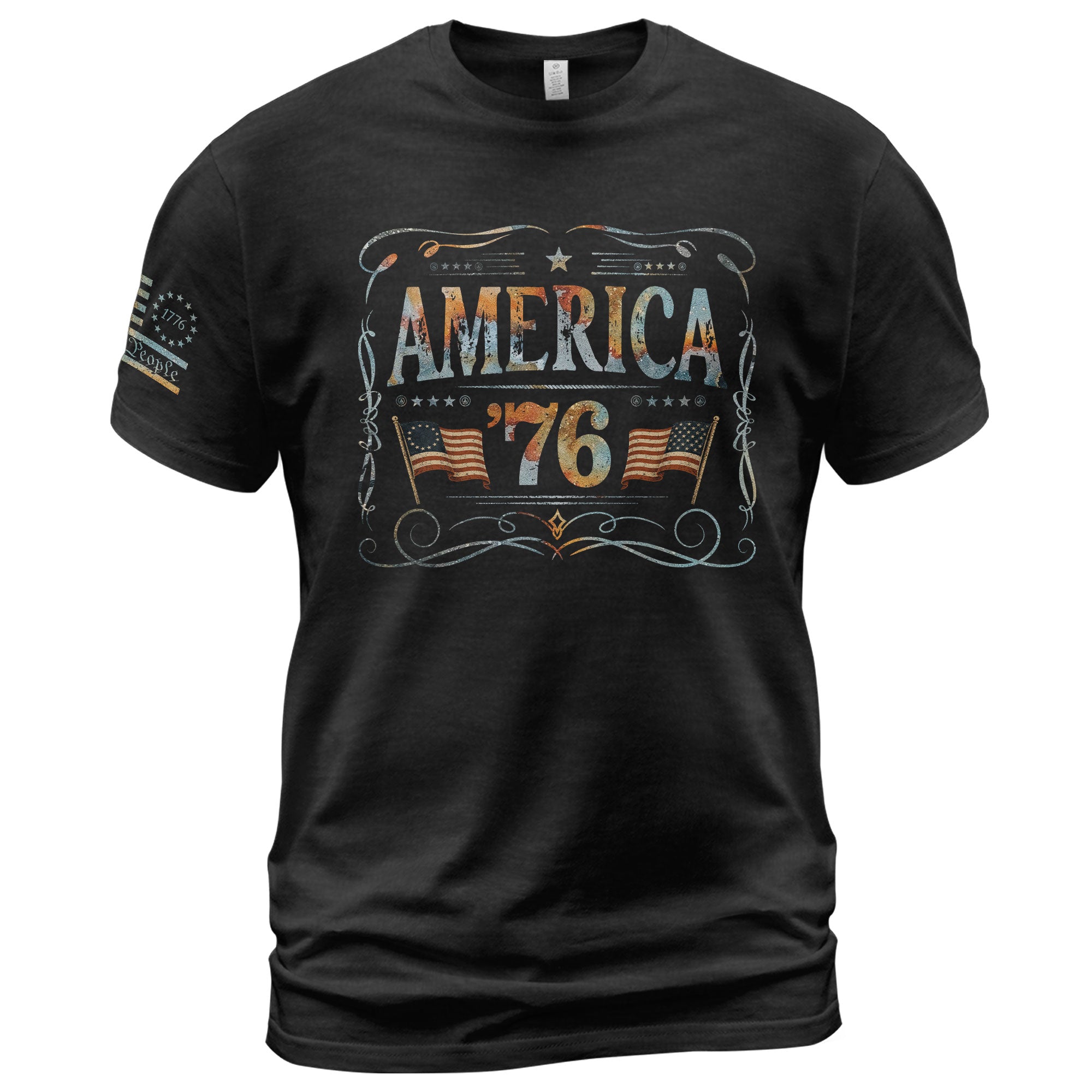 American Pride 76 T-Shirt Vintage Patriotic Graphic Design Casual Birthday Gift