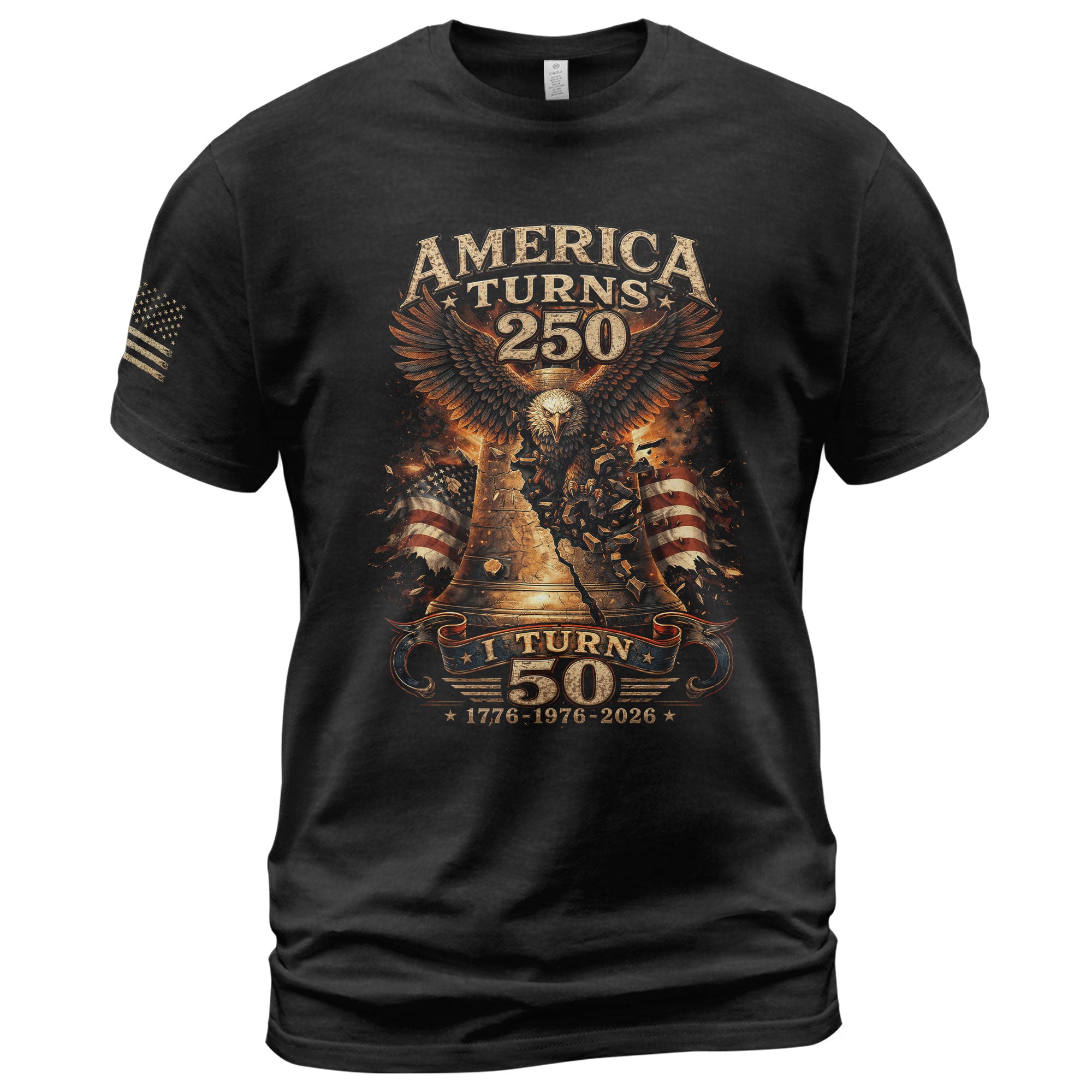 America Turns 250 I Turn 50 Eagle Liberty Bell Patriotic 50th Birthday 1976 T-Shirt