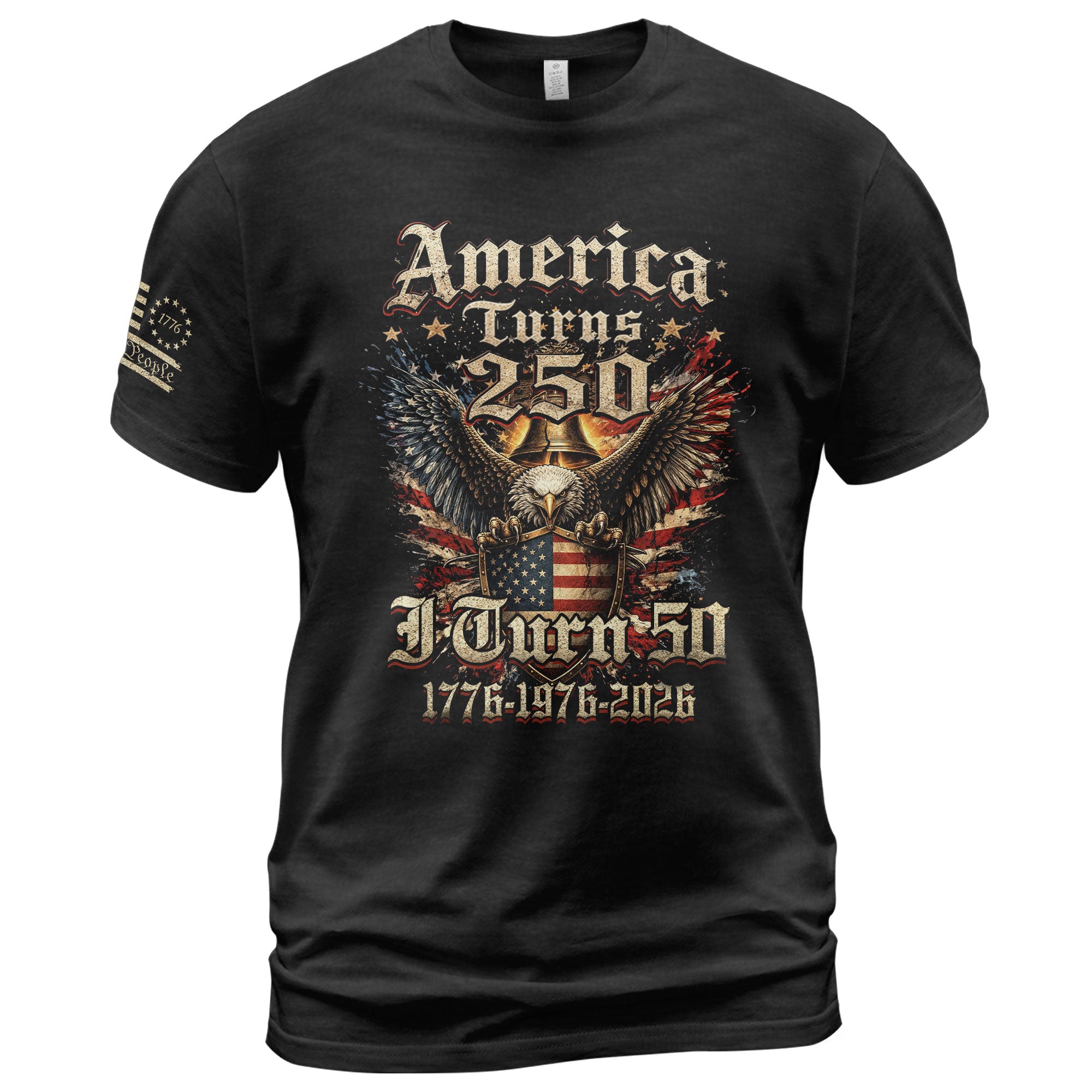 America Turns 250 I Turn 50 Shirt Vintage 1976 Birthday Eagle Patriotic T-Shirt Gift