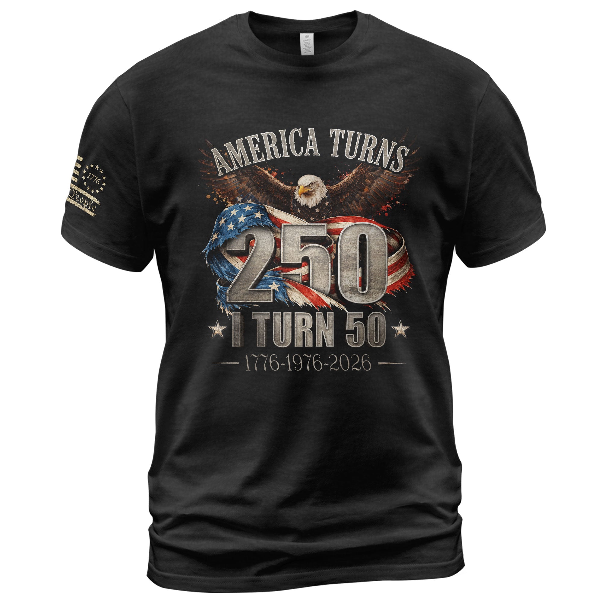 America Turns 250 I Turn 50 Shirt 1976 Vintage 50th Birthday Eagle Patriotic Tee Gift