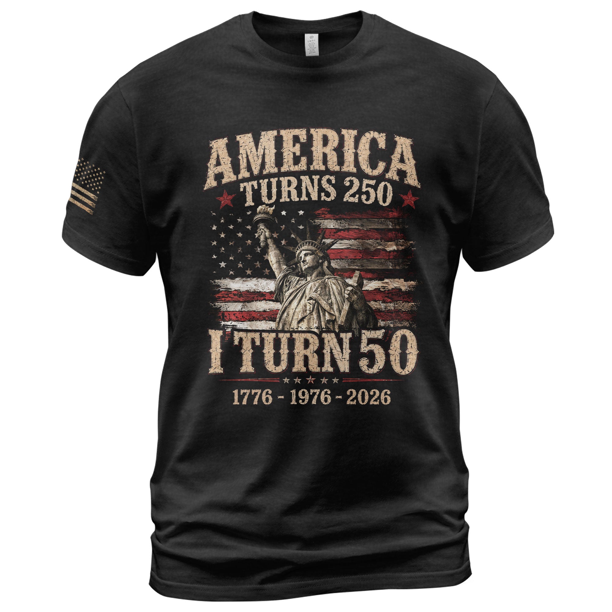 Vintage 50th Birthday Shirt Patriotic American Flag Graphic T-Shirt Gift 1976-2026