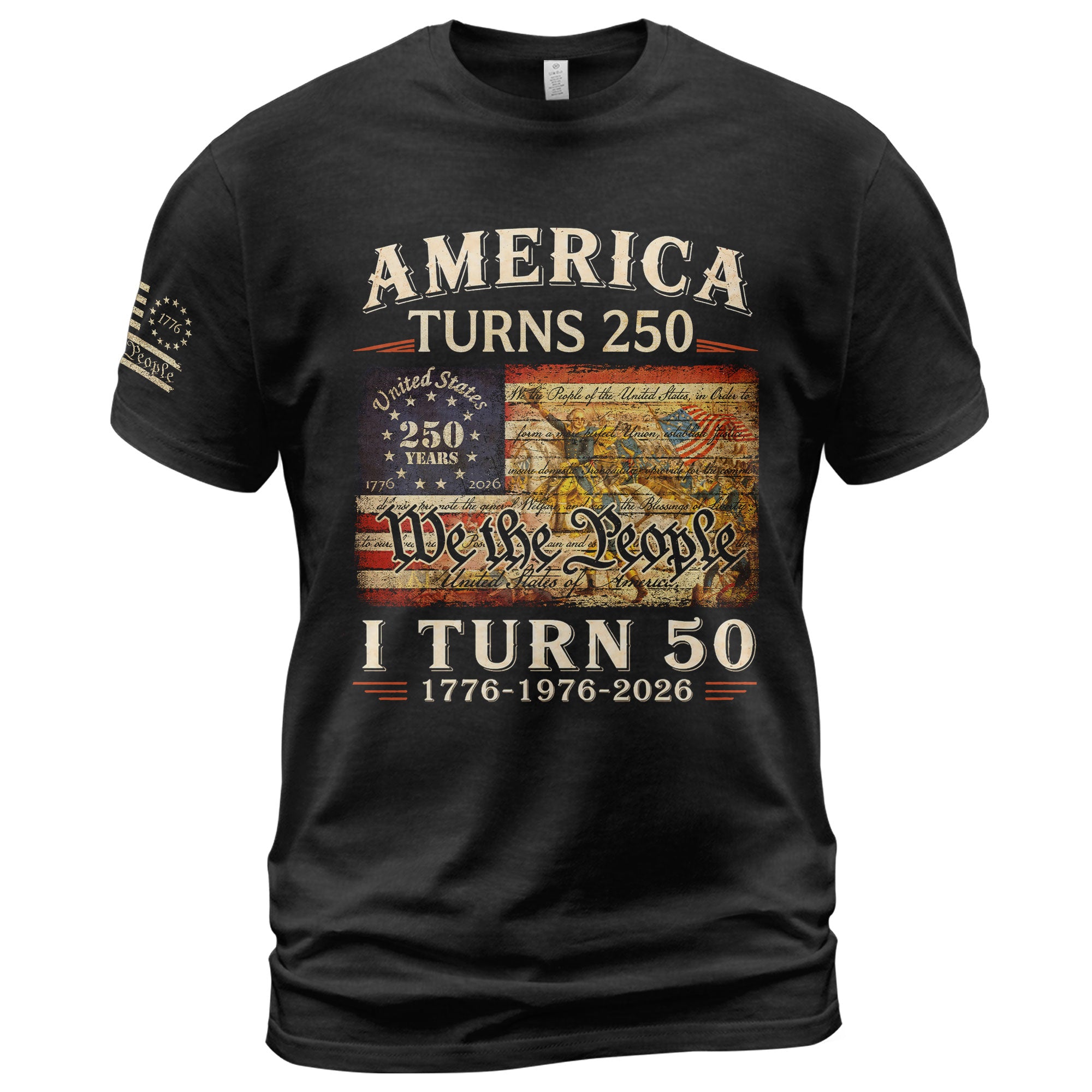 Golden 50th Birthday Shirt Patriotic Historical Art T-Shirt Gift Born in 1976 2026