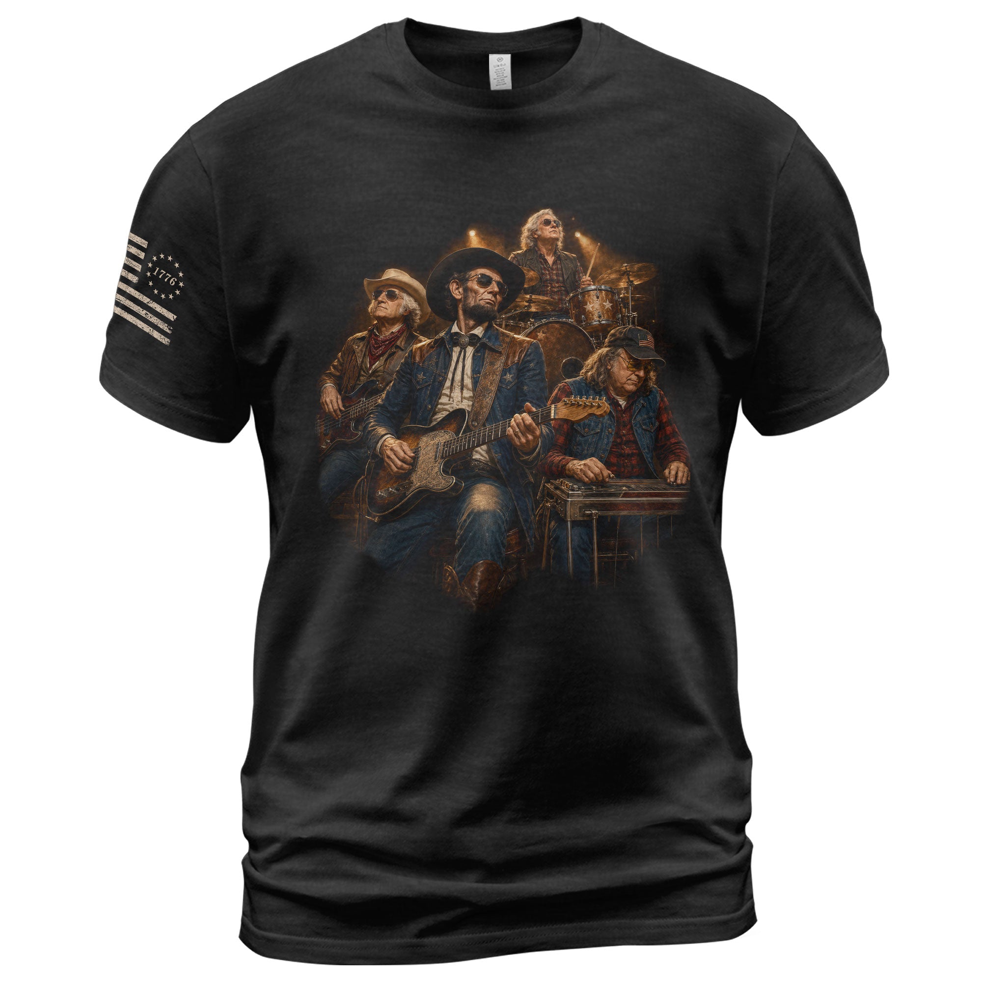 Historical Founding Fathers Country Band T-Shirt - Patriotic Graphic Style Design