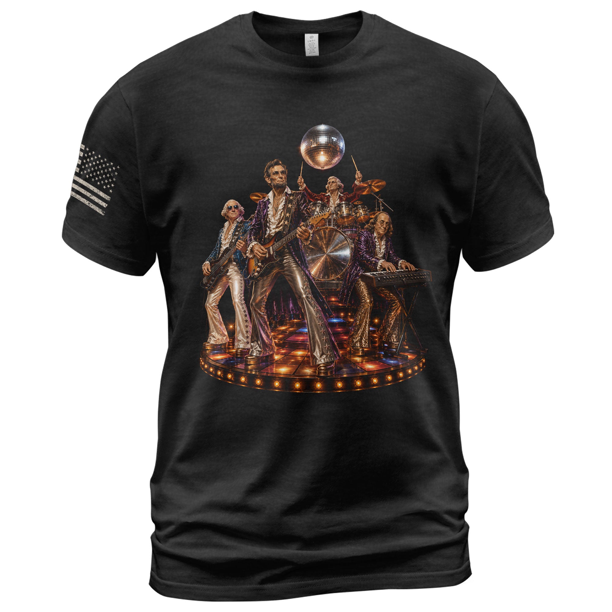 Unique Abraham Lincoln Disco Shirt - Historical Patriotic Band Graphic Print Tee