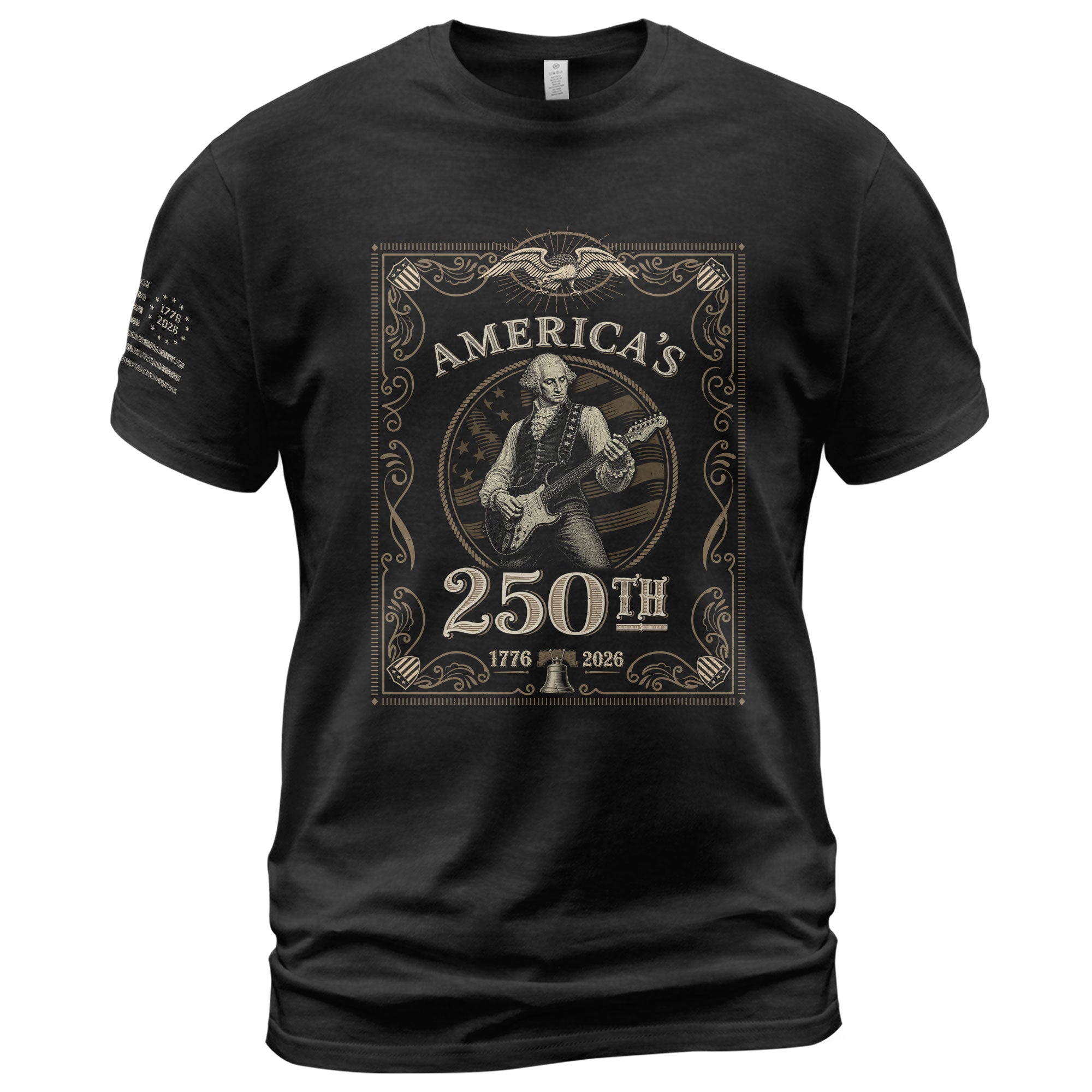 George Washington Playing Guitar 250 Years Patriotic Independence Day 2D Shirt