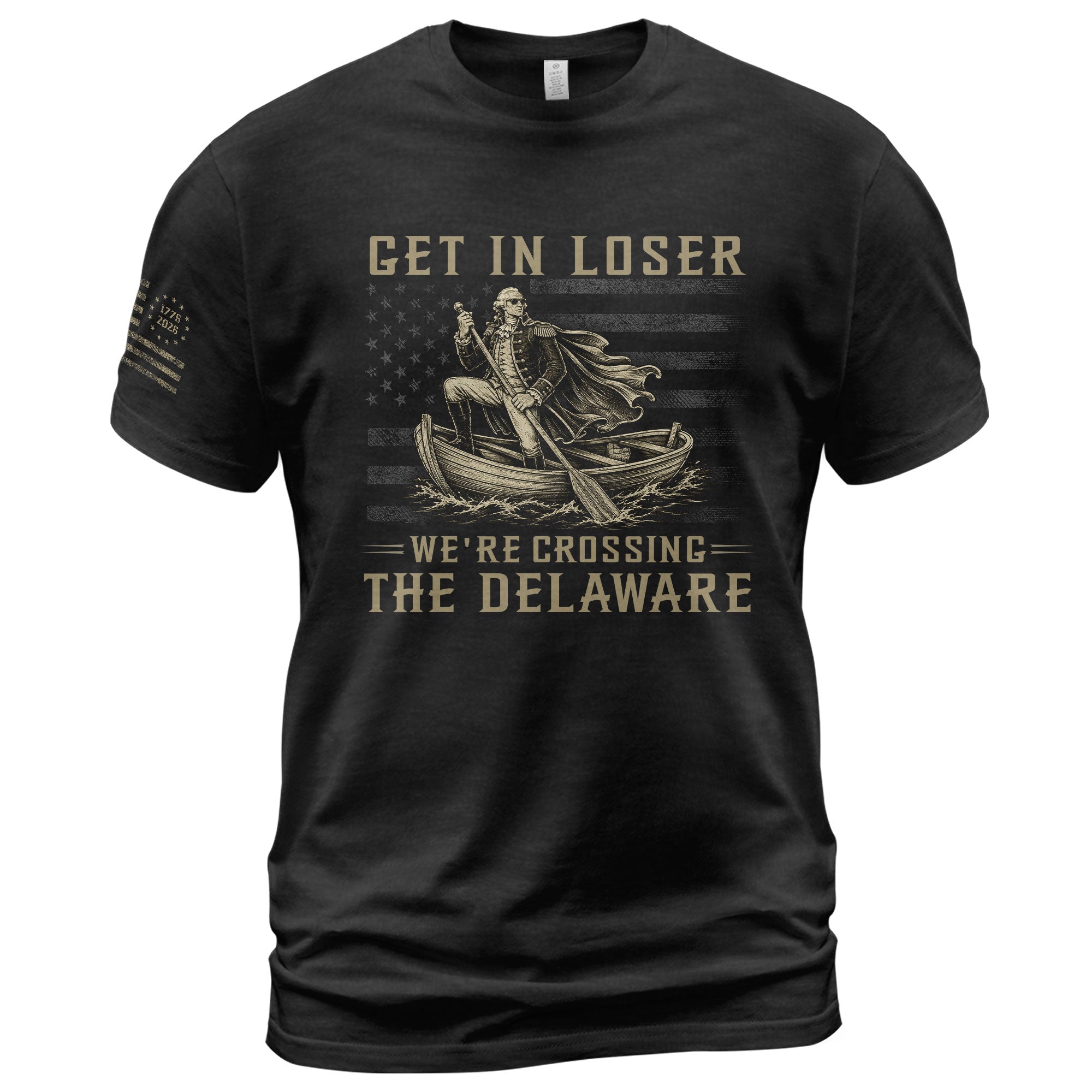 Patriotic Delaware River Crossing Tee - Get In Loser Washington Graphic Men's Shirt