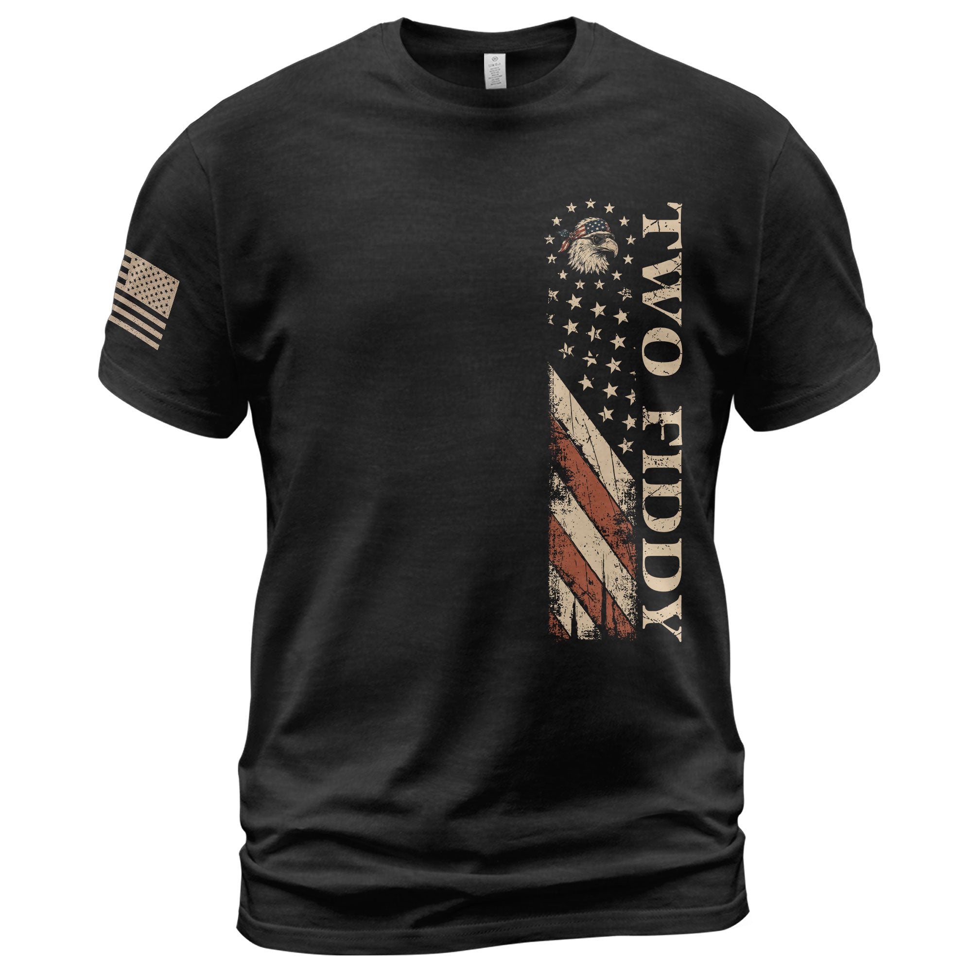 Two Fiddy Vertical Flag Graphic Tee - Minimalist Patriotic 250th Anniversary Cotton Shirt