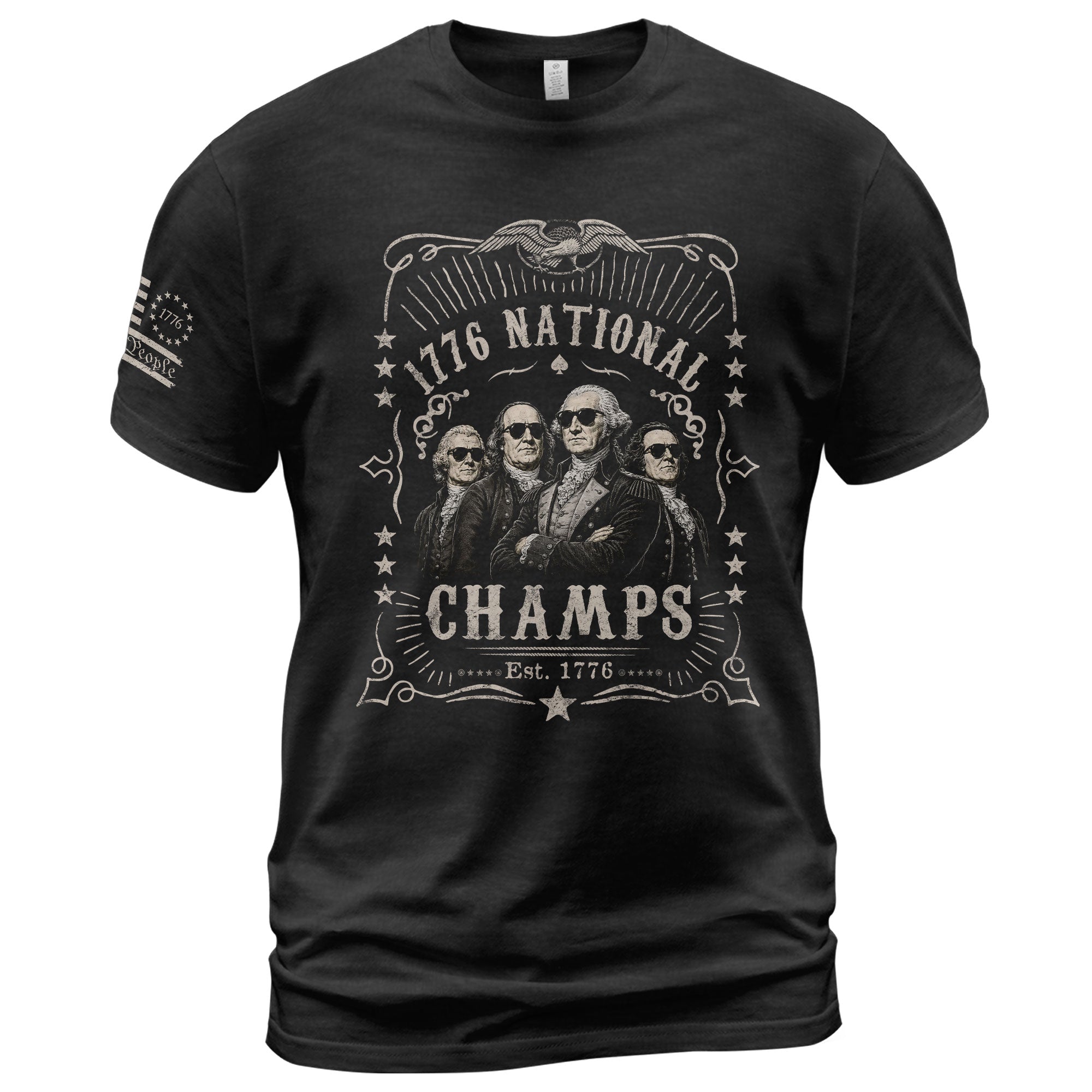 1776 National Champs T-Shirt – Vintage Founding Fathers Graphic Tee for Patriotic Style