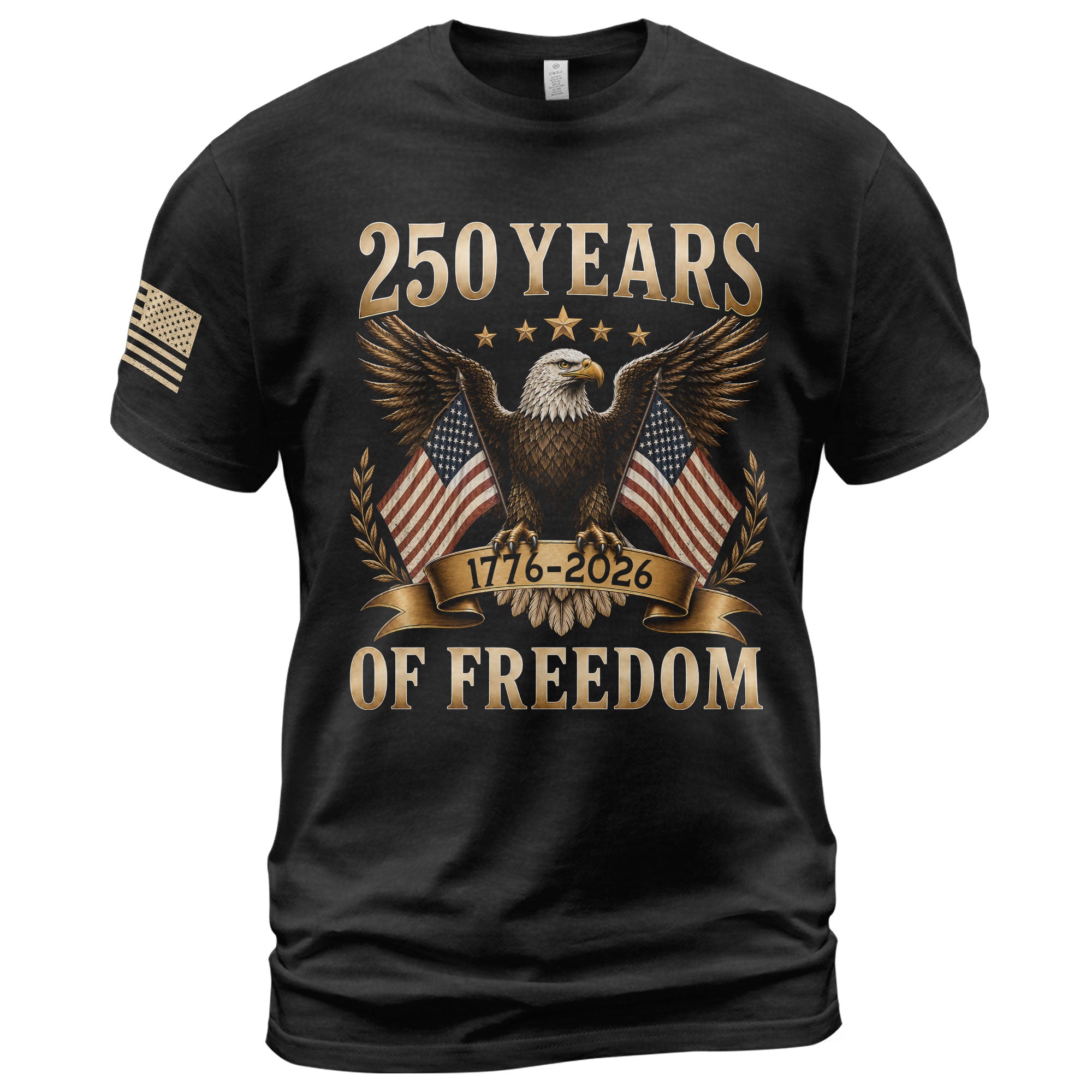 250 Years Of Freedom Graphic Tee - Classic Patriotic Eagle American Flag Cotton Shirt