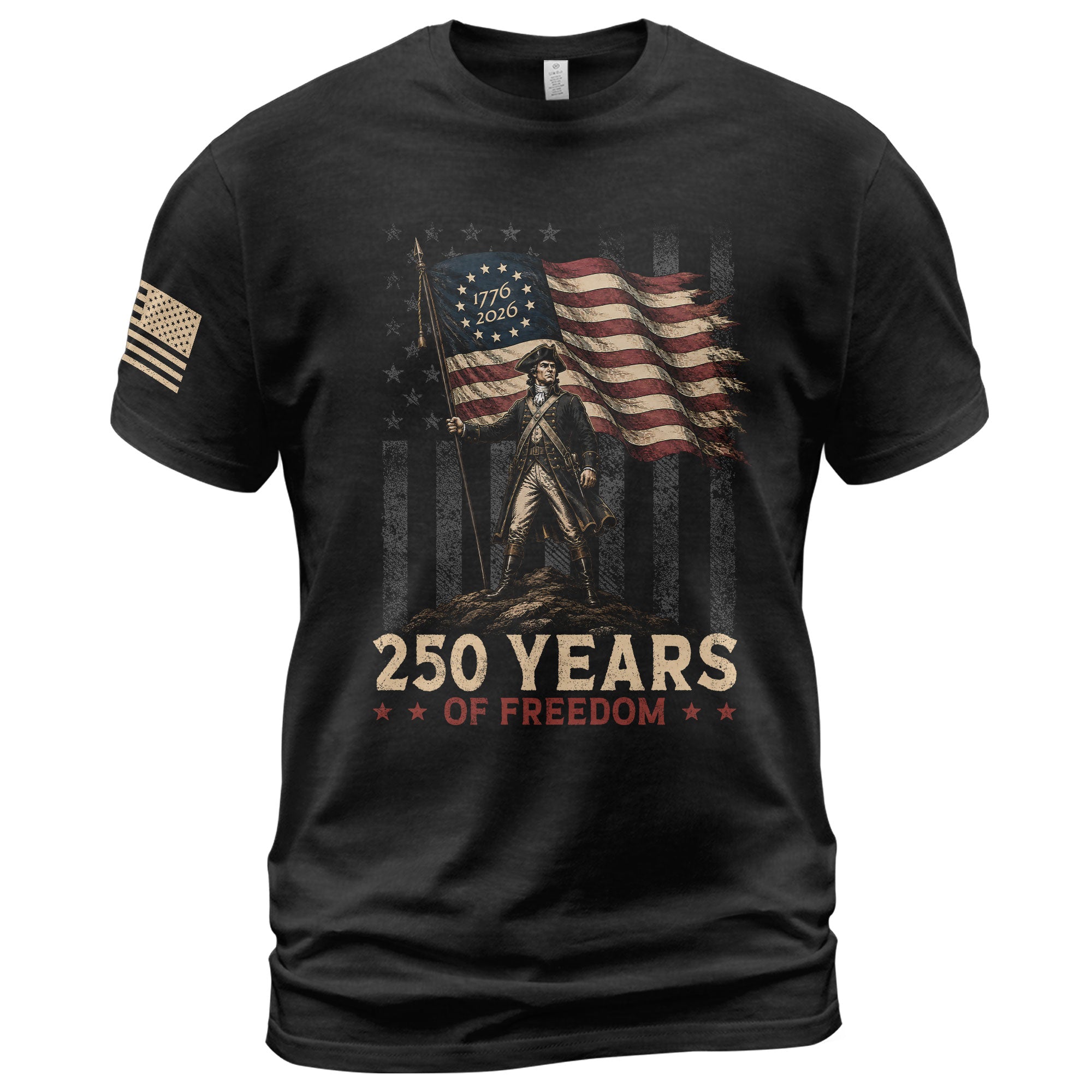 250th Anniversary Freedom Tee - Vintage George Washington Patriotic Cotton Graphic Shirt