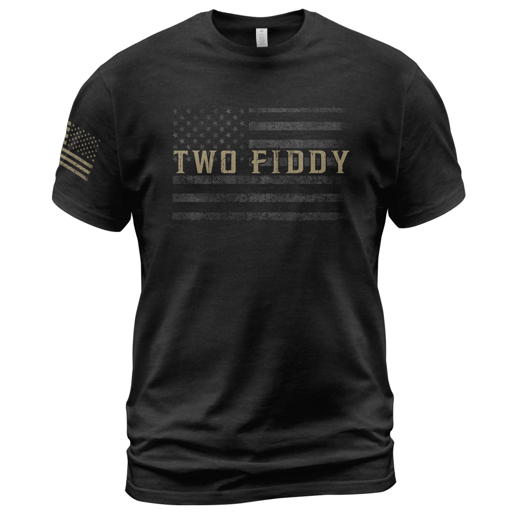 Two Fiddy Graphic T-Shirt Vintage Style Flag Design Casual Apparel Short Sleeve Tee