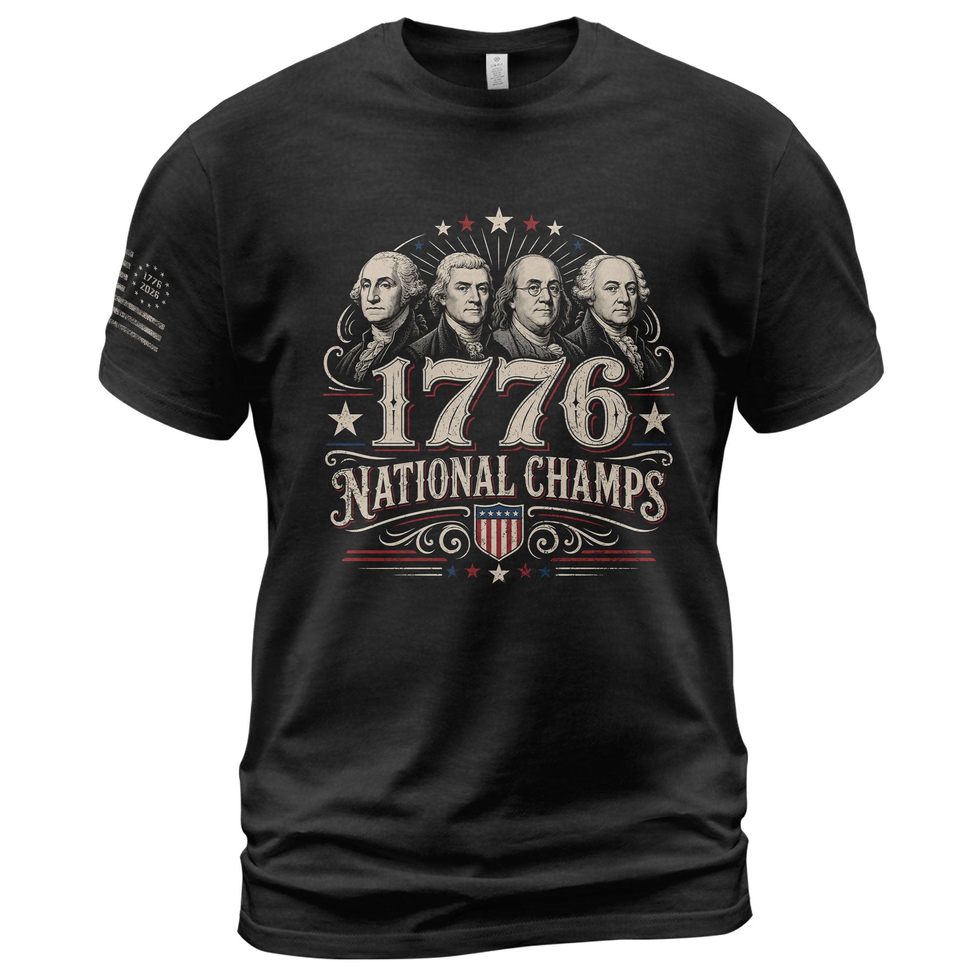 American History Graphic T-Shirt - 1776 National Champs Founding Fathers Design