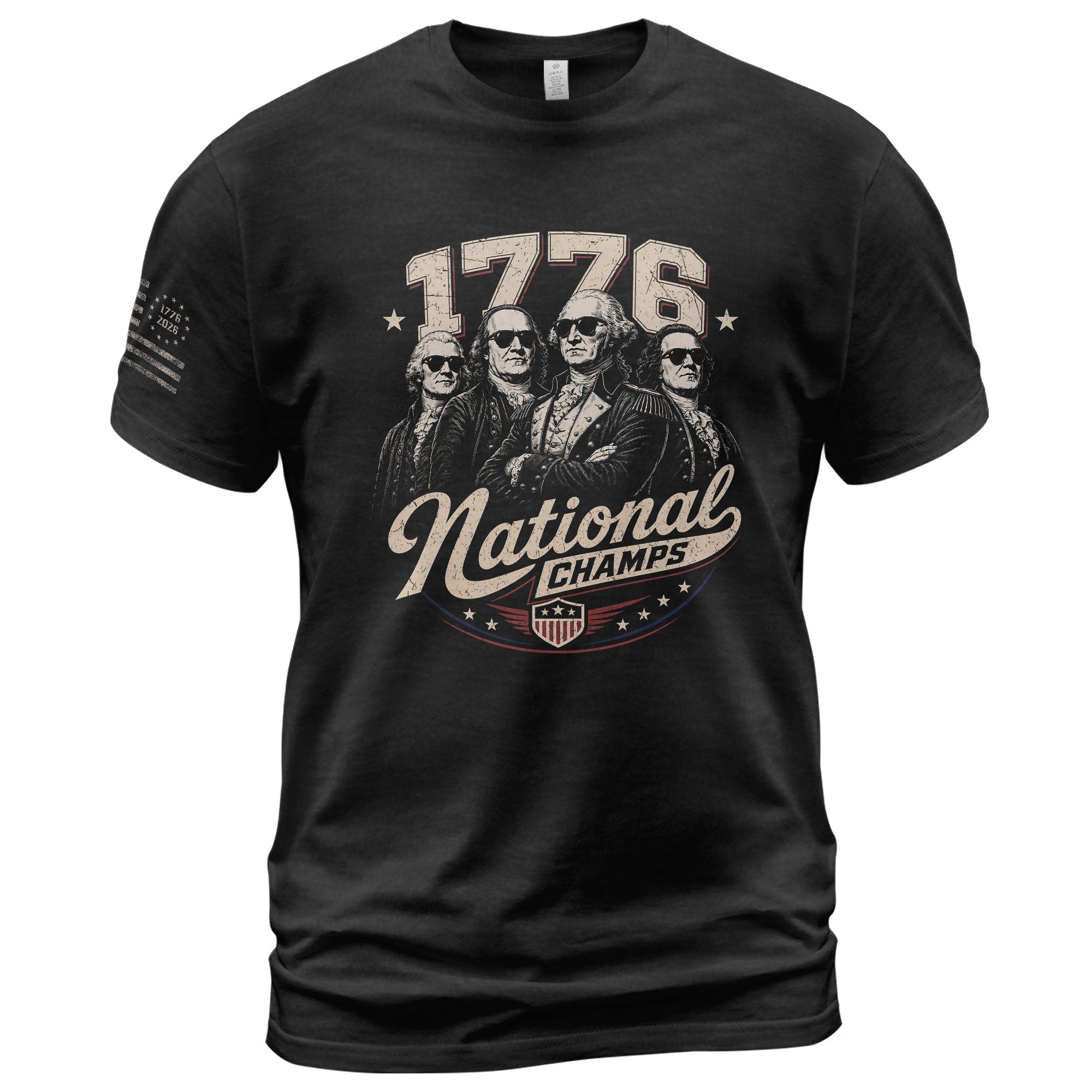 1776 National Champs Patriotic Top - Vintage Style Founding Fathers Graphic Shirt