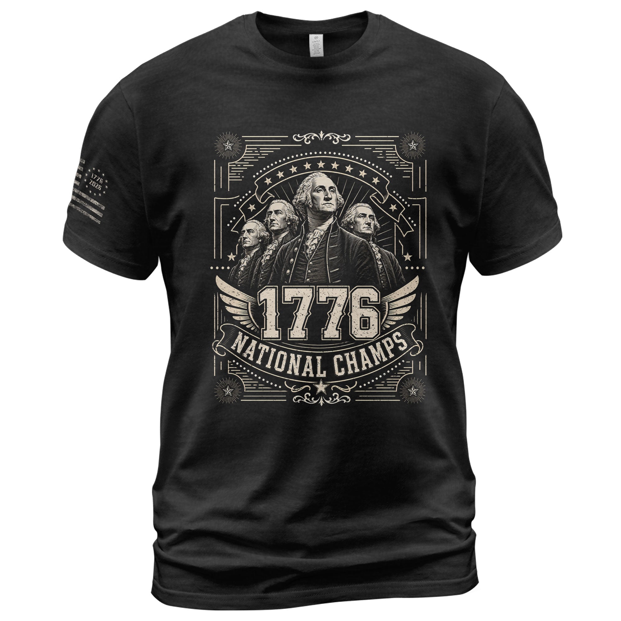 Patriotic 1776 National Champs T-Shirt - Vintage Style Founding Fathers Apparel Design