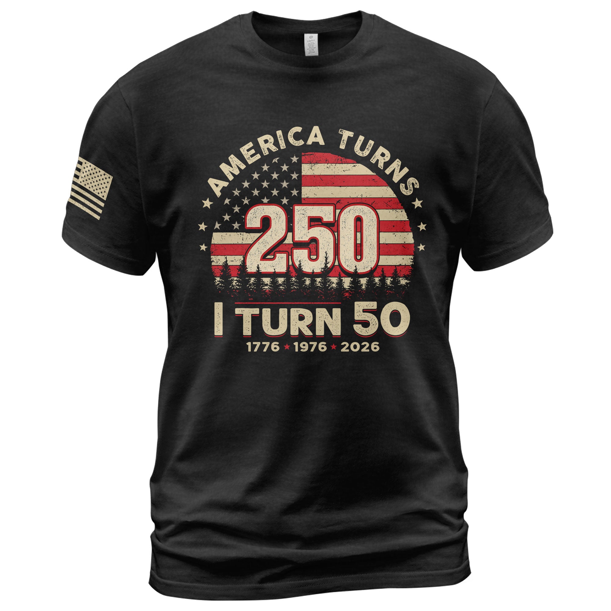 Awesome 1776 2026 Birthday Shirt America Turns 250 And I Turn 50 Patriotic Graphic Tee