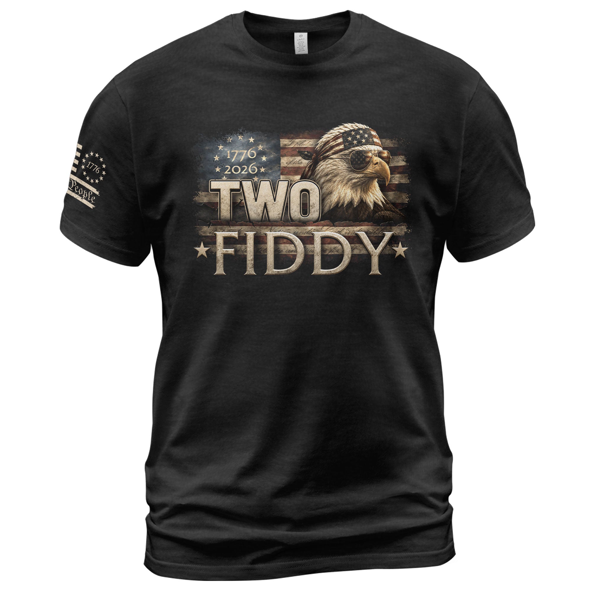 Two Fiddy 1776 2026 Graphic Tee Bald Eagle Patriotic Apparel Heritage Clothing