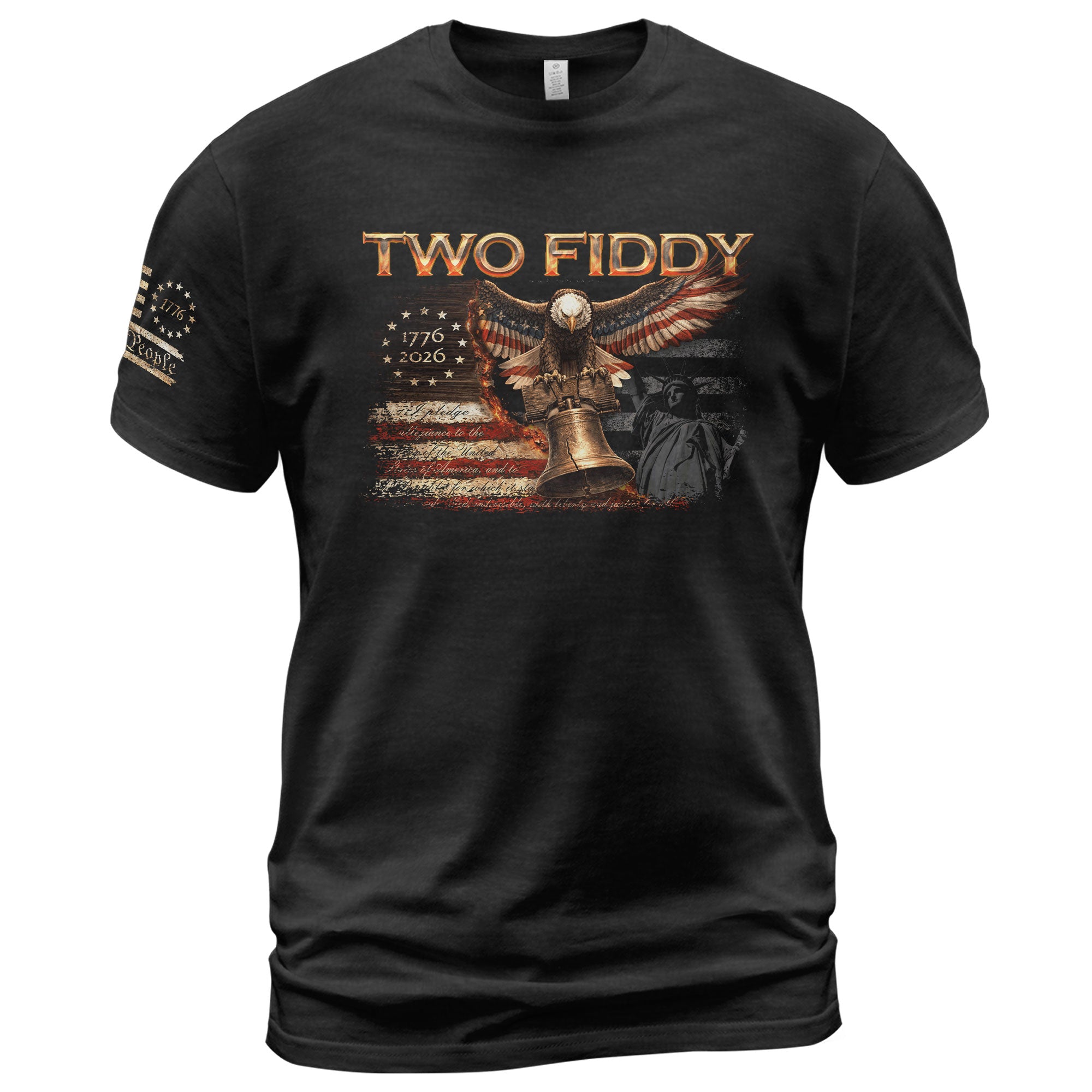Two Fiddy 1776 2026 Patriotic Graphic Tee Eagle And Liberty Bell Heritage Style Shirt