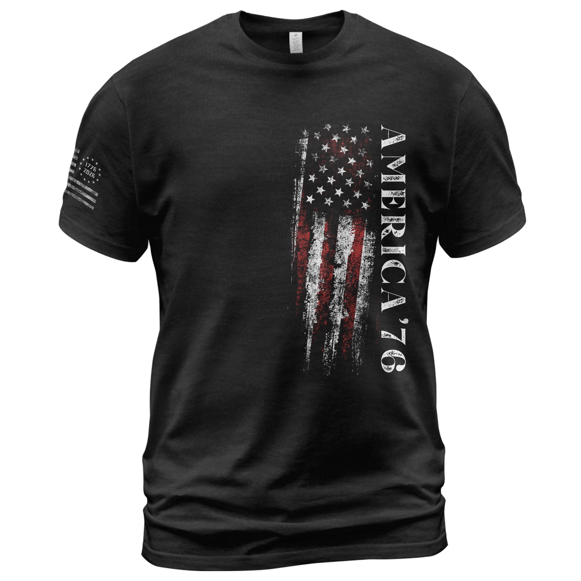 America '76 Graphic T Shirt Patriotic Vertical Flag Design Casual Mens Statement Shirt