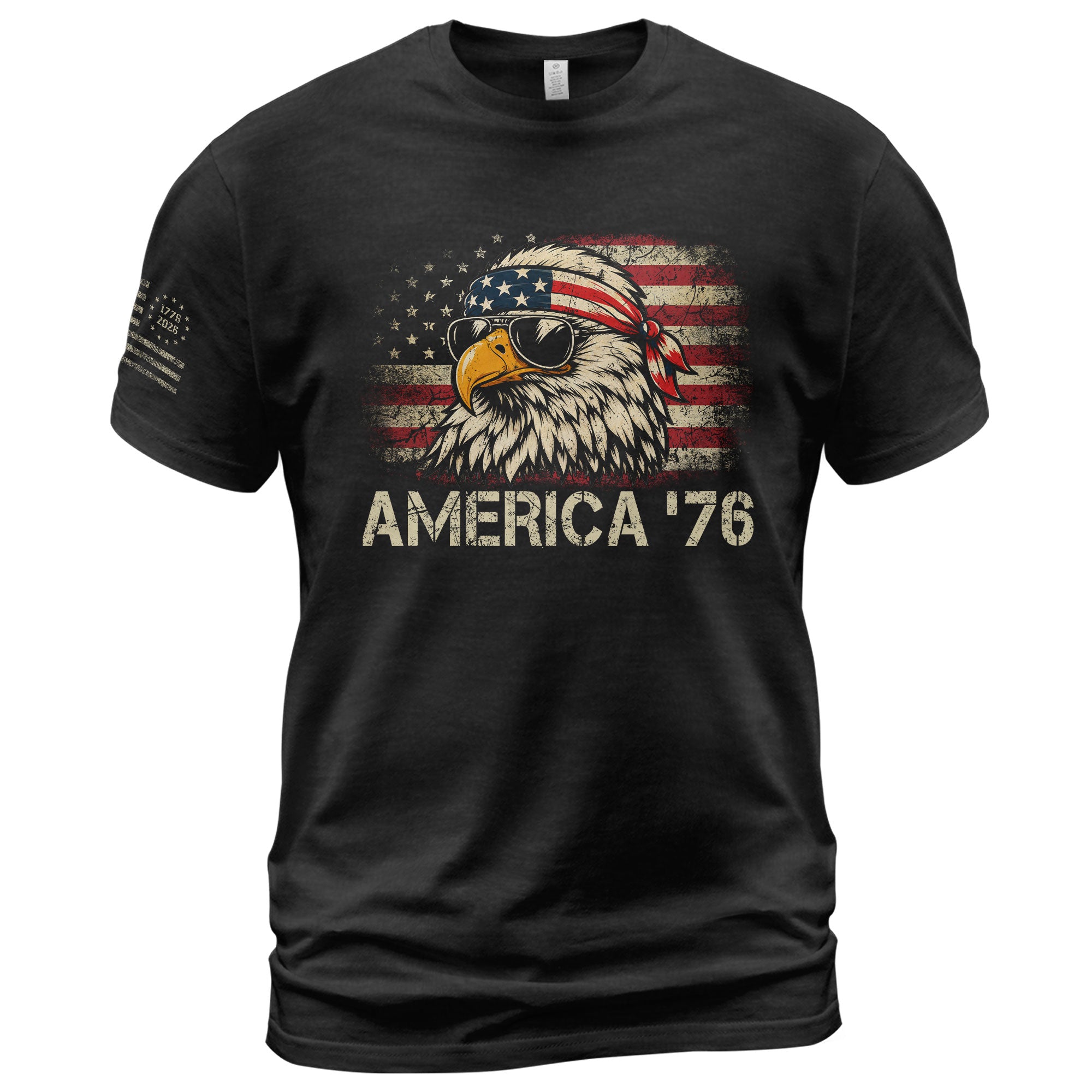 America '76 Eagle Tee Vintage Patriotic Flag Design Casual Mens Statement Shirt Top