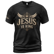 Jesus Is King T Shirt Christian Angel Wings Cross Vintage Religious Graphic Tee