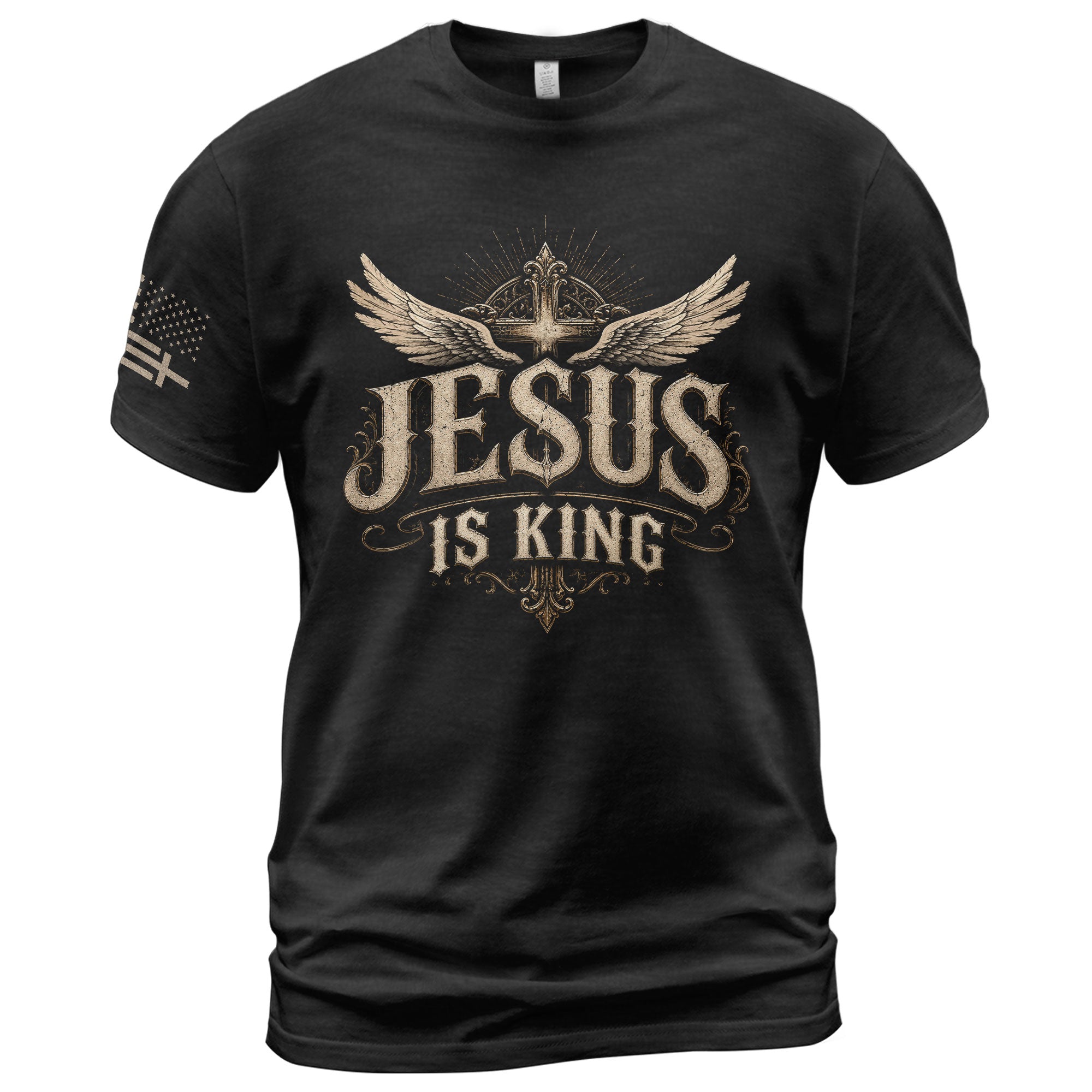 Jesus Is King T Shirt Christian Angel Wings Cross Vintage Religious Graphic Tee